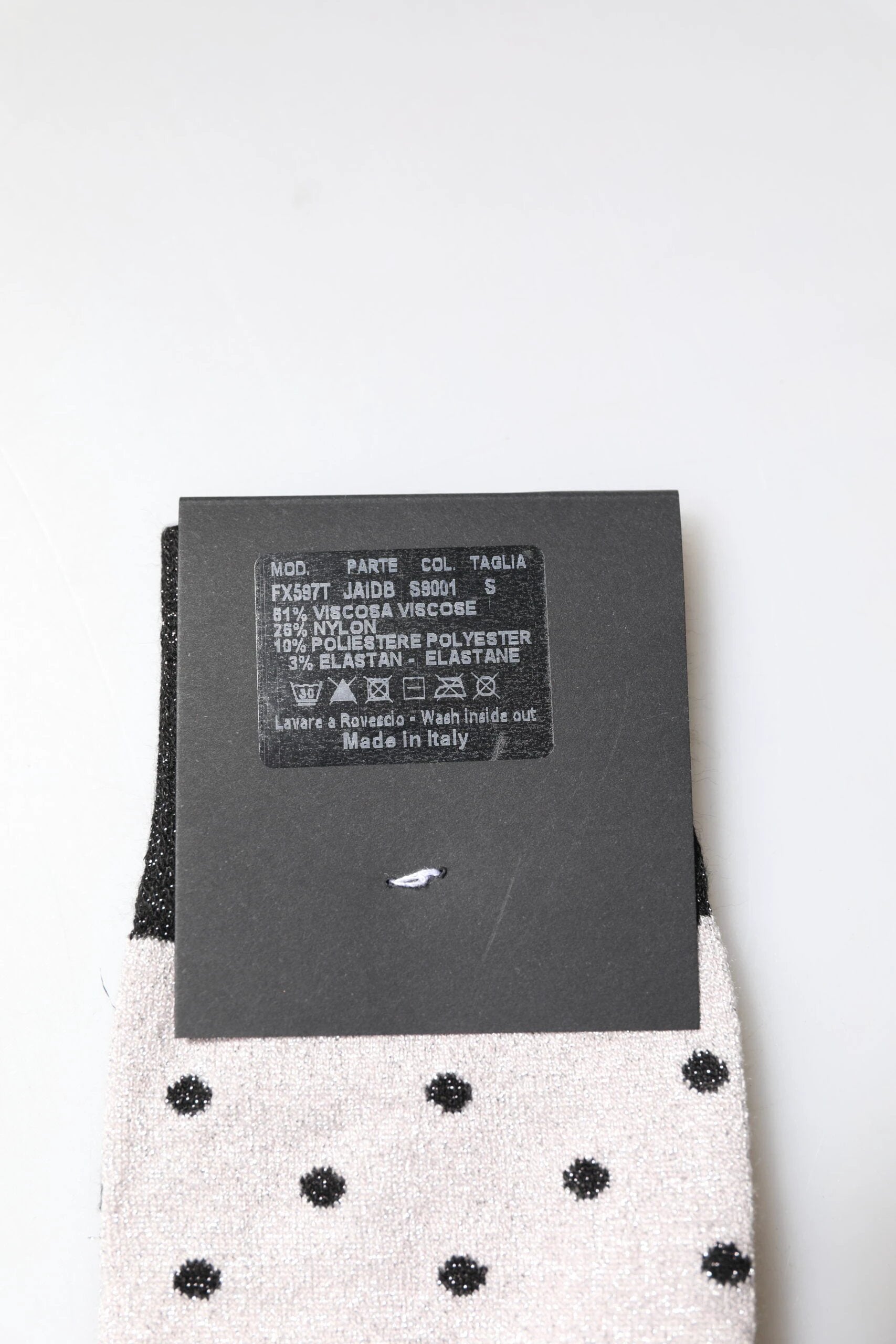 Dolce & Gabbana Gray Viscose Stretch Dotted Socks by Dolce & Gabbana