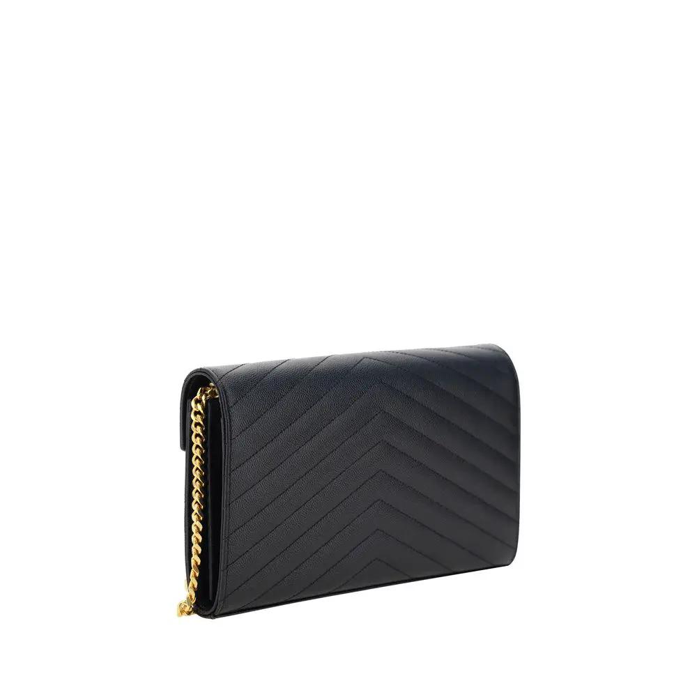 Sac bandoulière Saint Laurent Bos Taurus en cuir de veau noir