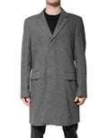 Dolce & Gabbana Gray Wool Single Breasted Trench Coat Jacket by Dolce & Gabbana