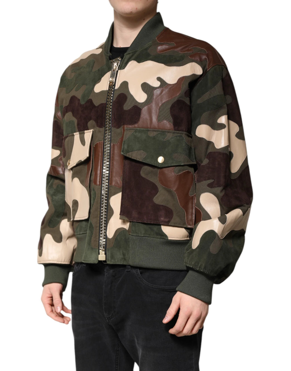 Dolce & Gabbana Multicolor Cotton Bomber Full Zip Jacket by Dolce & Gabbana