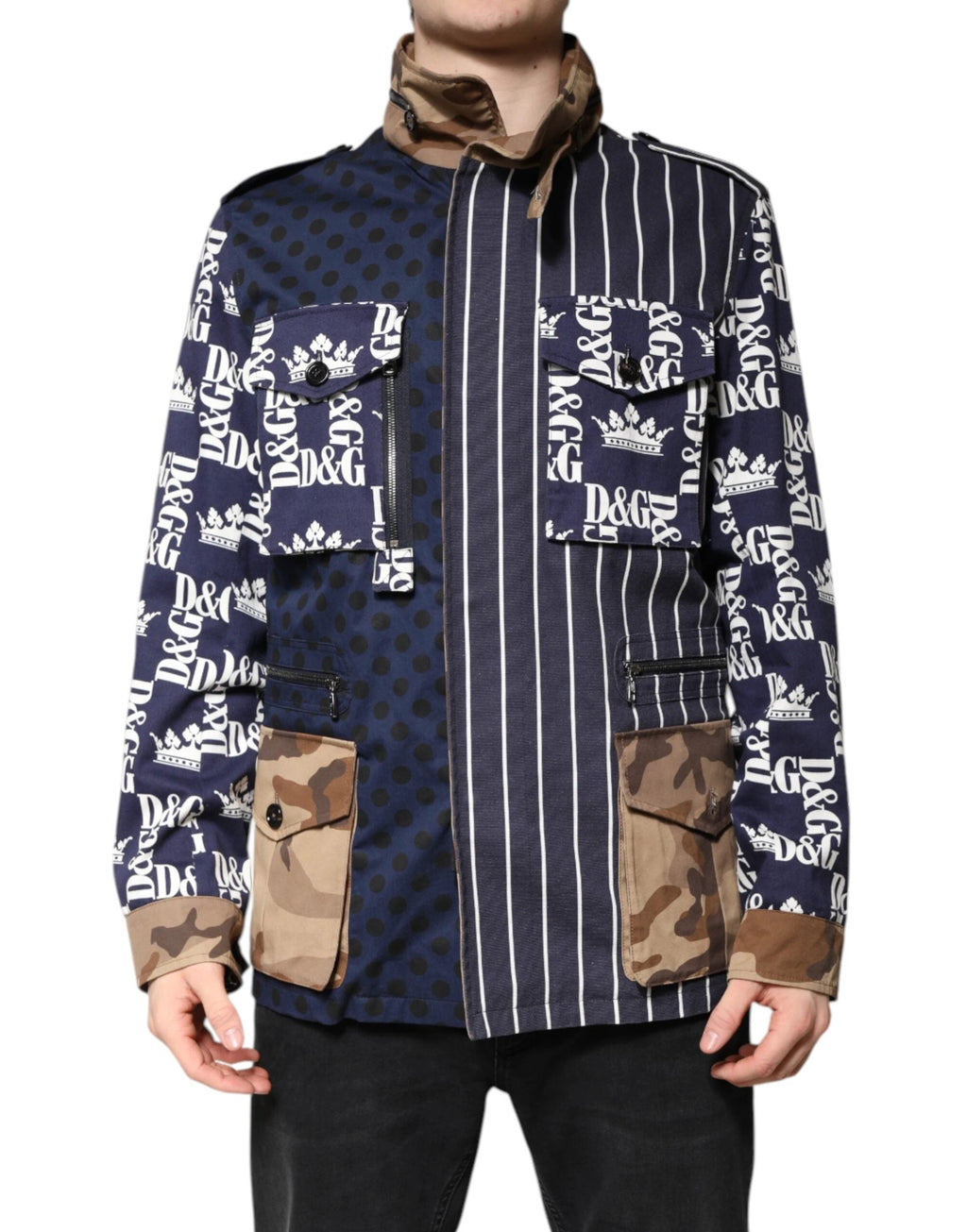 Dolce & Gabbana Multicolor Cotton Logo Patchwork Coat Jacket by Dolce & Gabbana