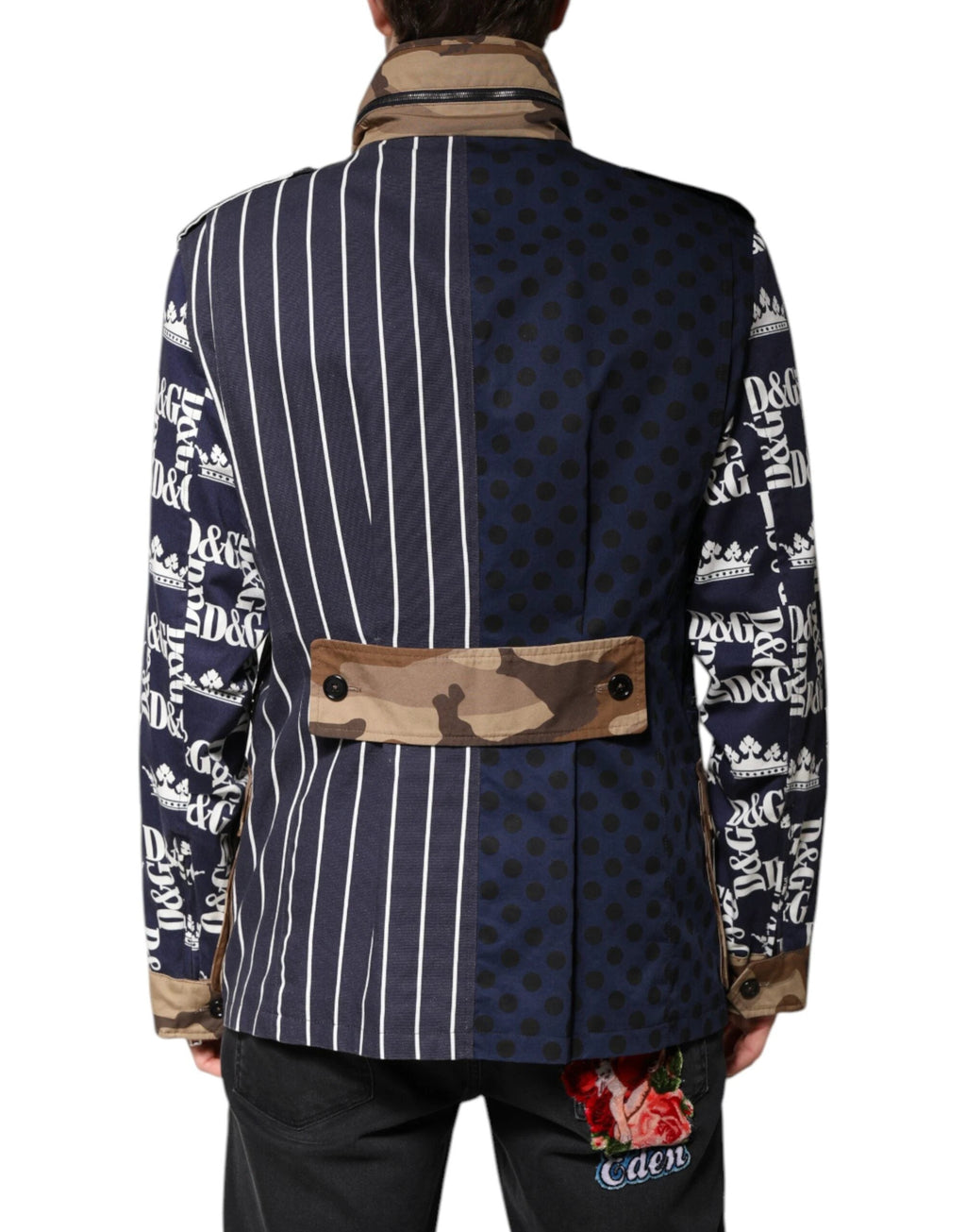 Dolce & Gabbana Multicolor Cotton Logo Patchwork Coat Jacket by Dolce & Gabbana