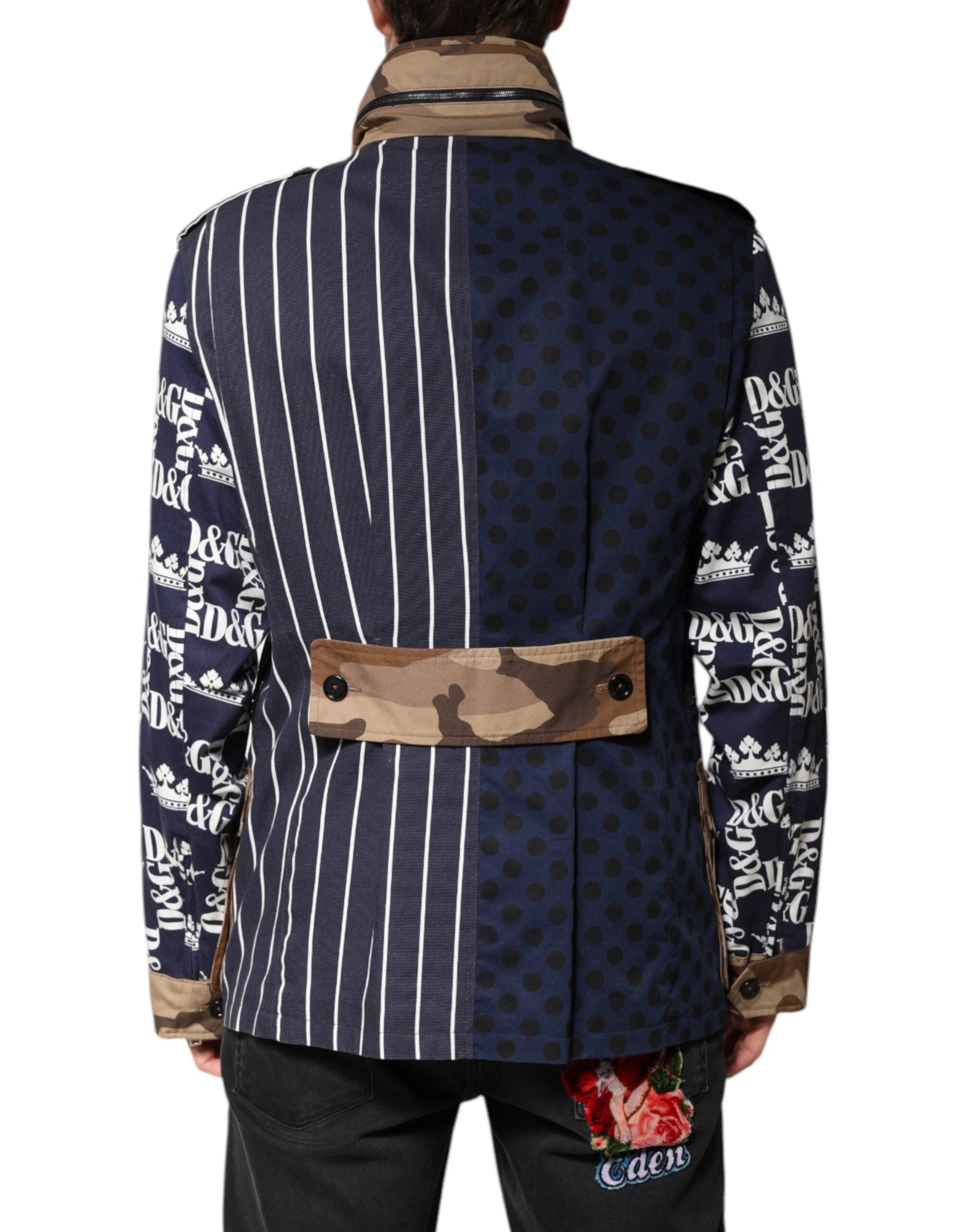 Dolce & Gabbana Multicolor Cotton Logo Patchwork Coat Jacket by Dolce & Gabbana