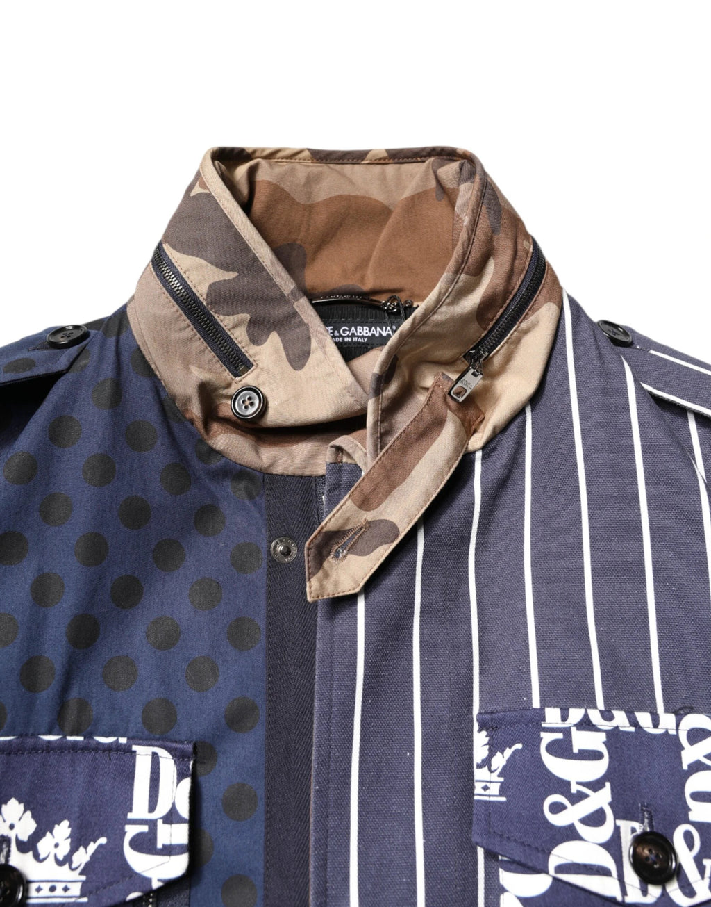 Dolce & Gabbana Multicolor Cotton Logo Patchwork Coat Jacket by Dolce & Gabbana