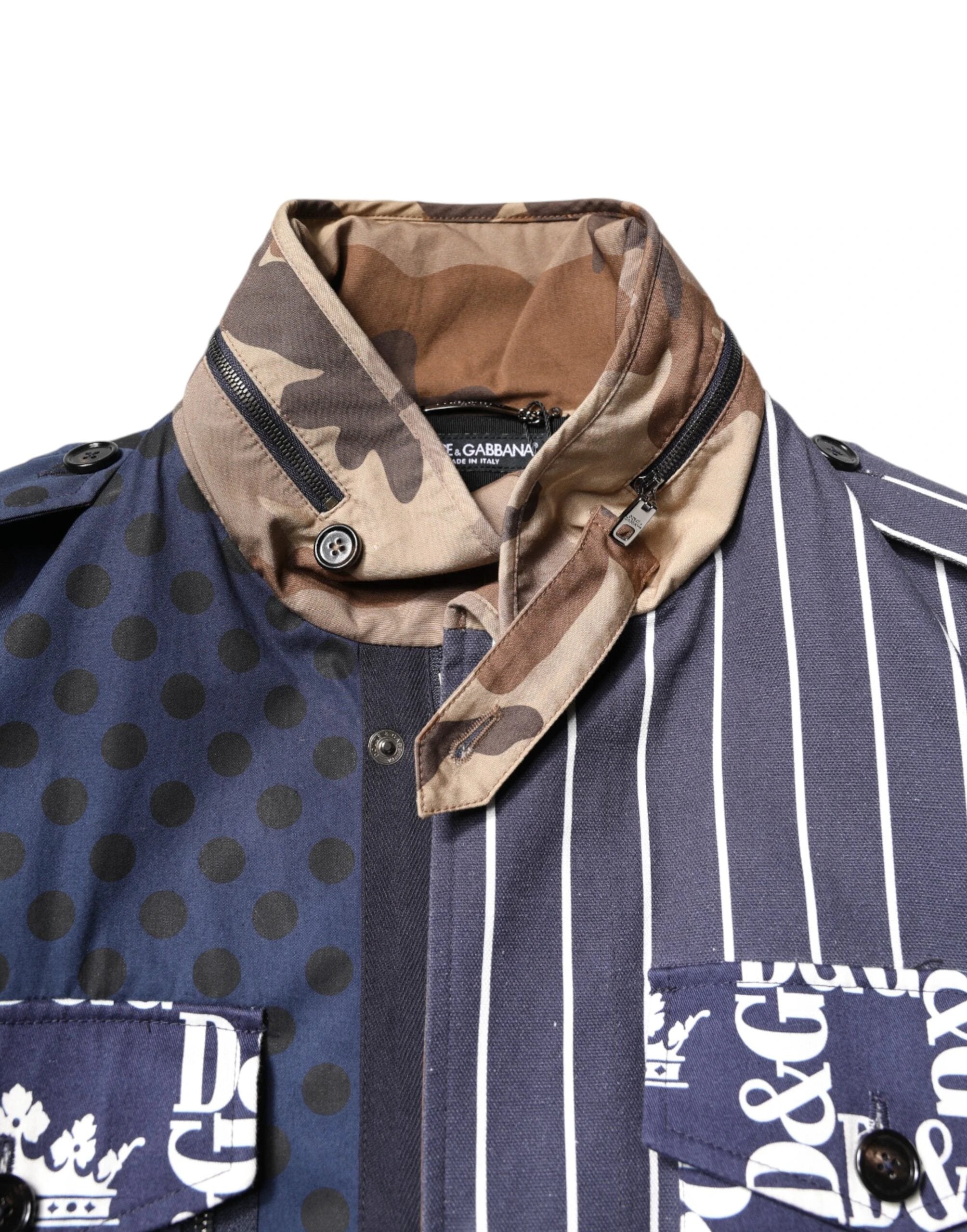 Dolce & Gabbana Multicolor Cotton Logo Patchwork Coat Jacket by Dolce & Gabbana