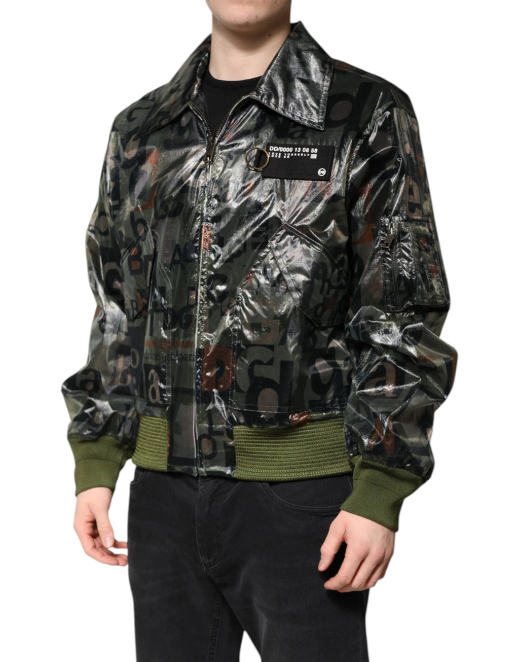 Dolce & Gabbana Green DG Logo Print Bomber Full Zip Jacket by Dolce & Gabbana