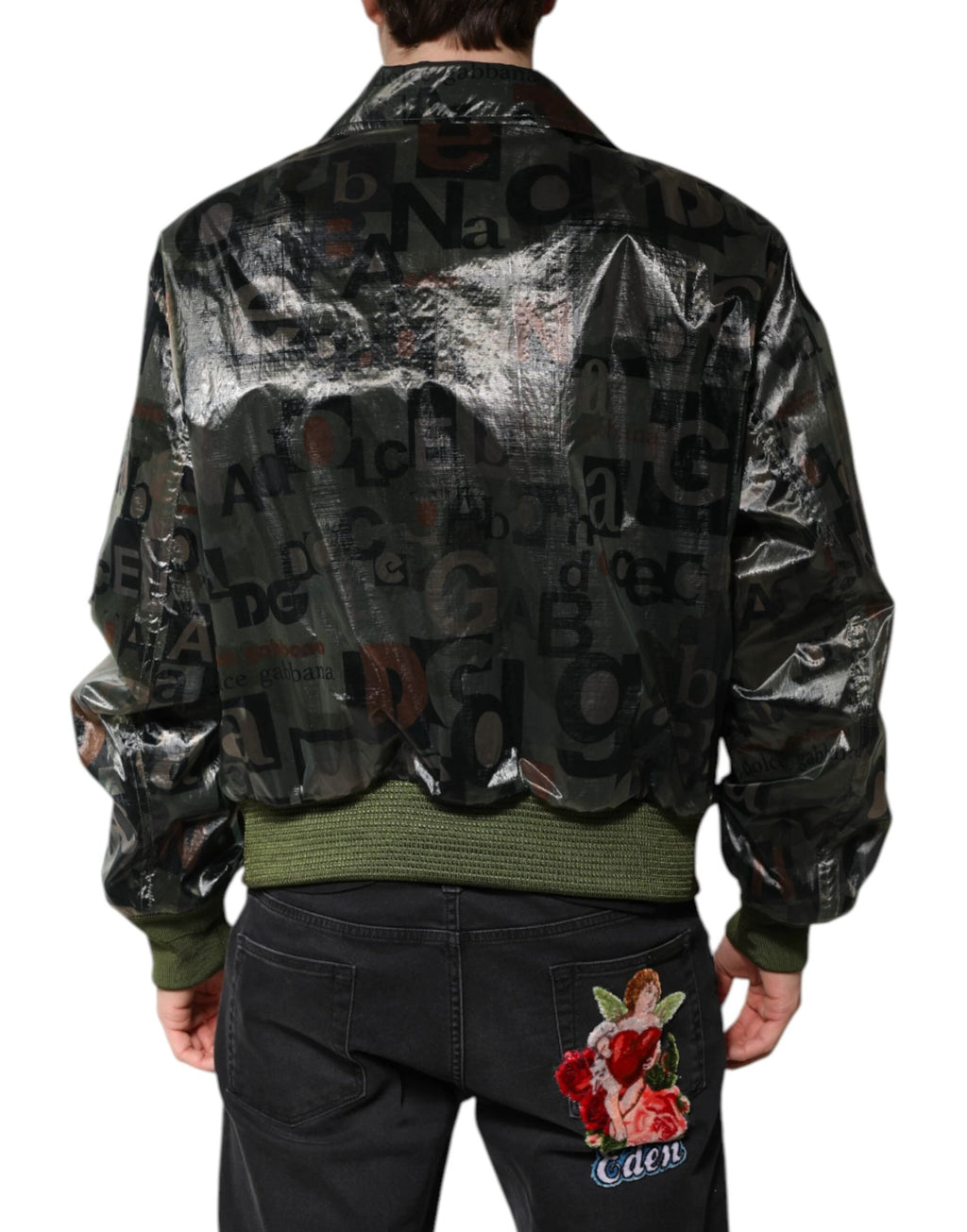 Dolce & Gabbana Green DG Logo Print Bomber Full Zip Jacket by Dolce & Gabbana