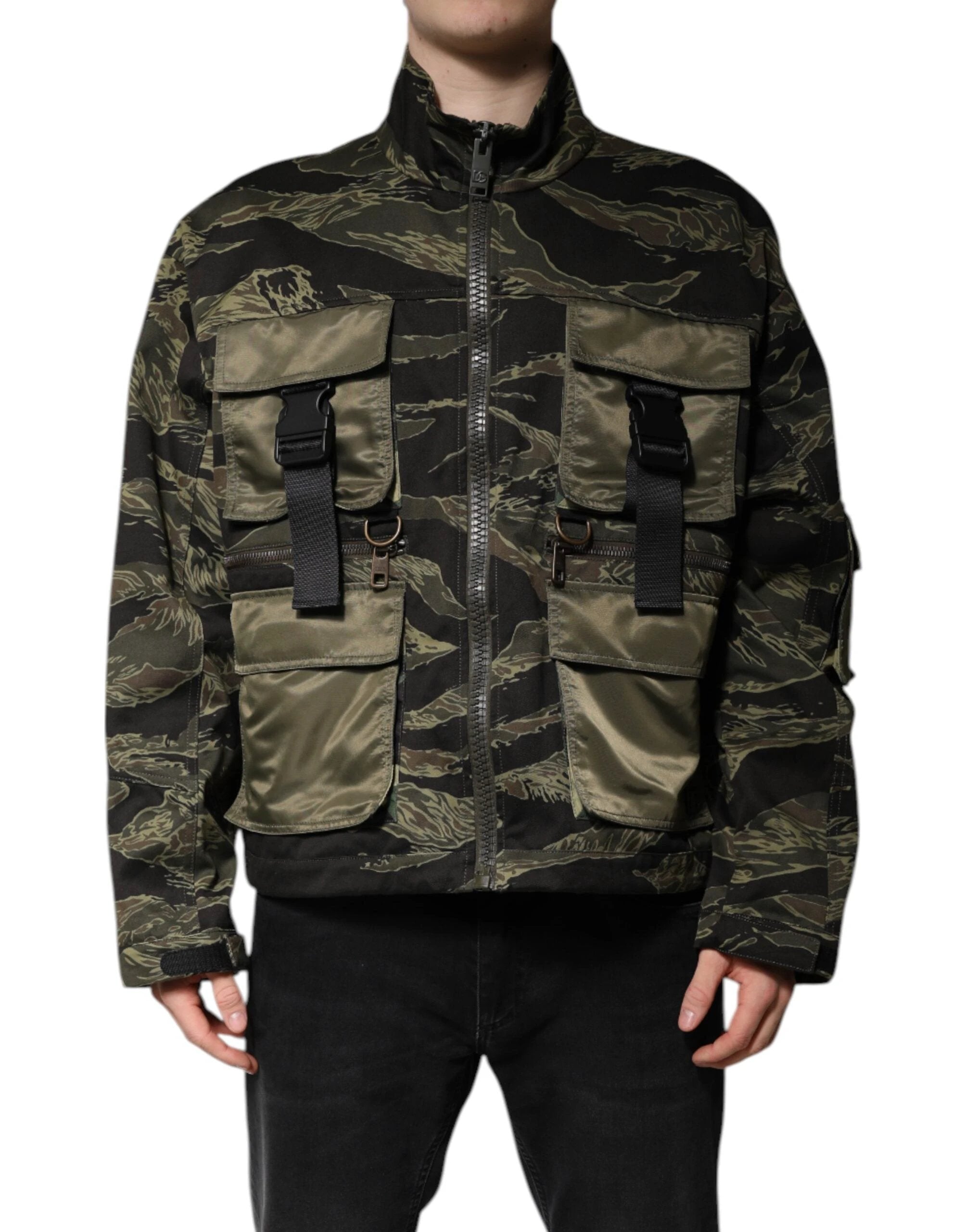 Dolce & Gabbana Multicolor Camouflage Cotton Bomber Jacket by Dolce & Gabbana