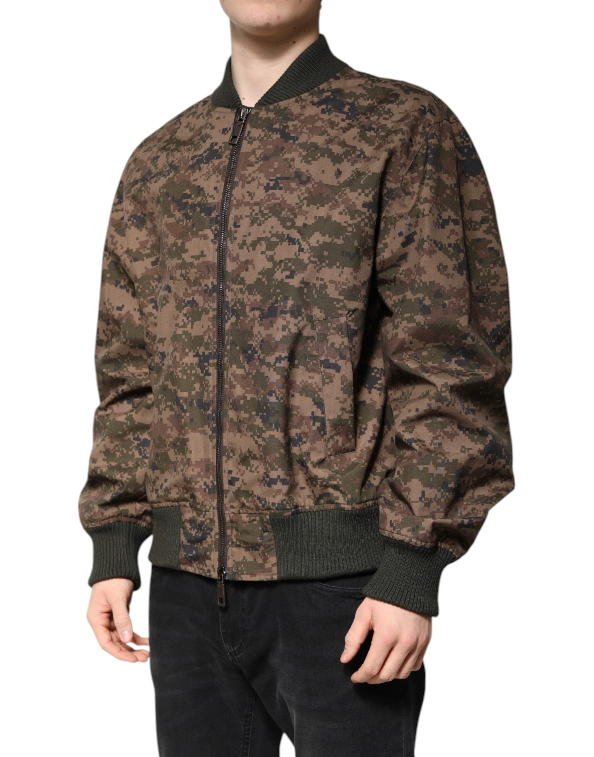 Dolce & Gabbana Brown Camouflage Bomber Full Zip Jacket by Dolce & Gabbana