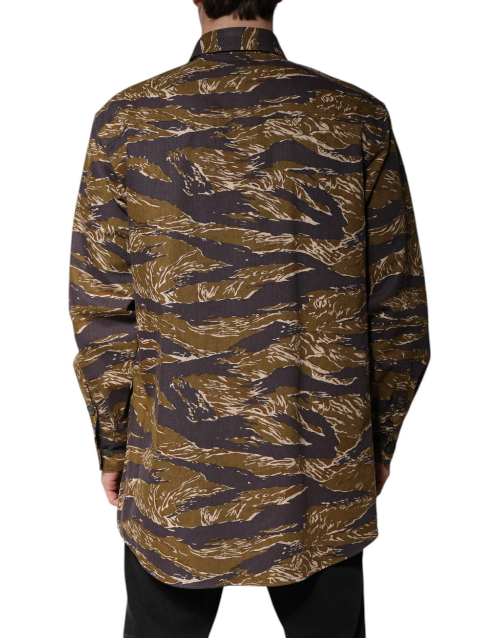 Dolce & Gabbana Brown Leopard Cotton Collared Coat Jacket by Dolce & Gabbana