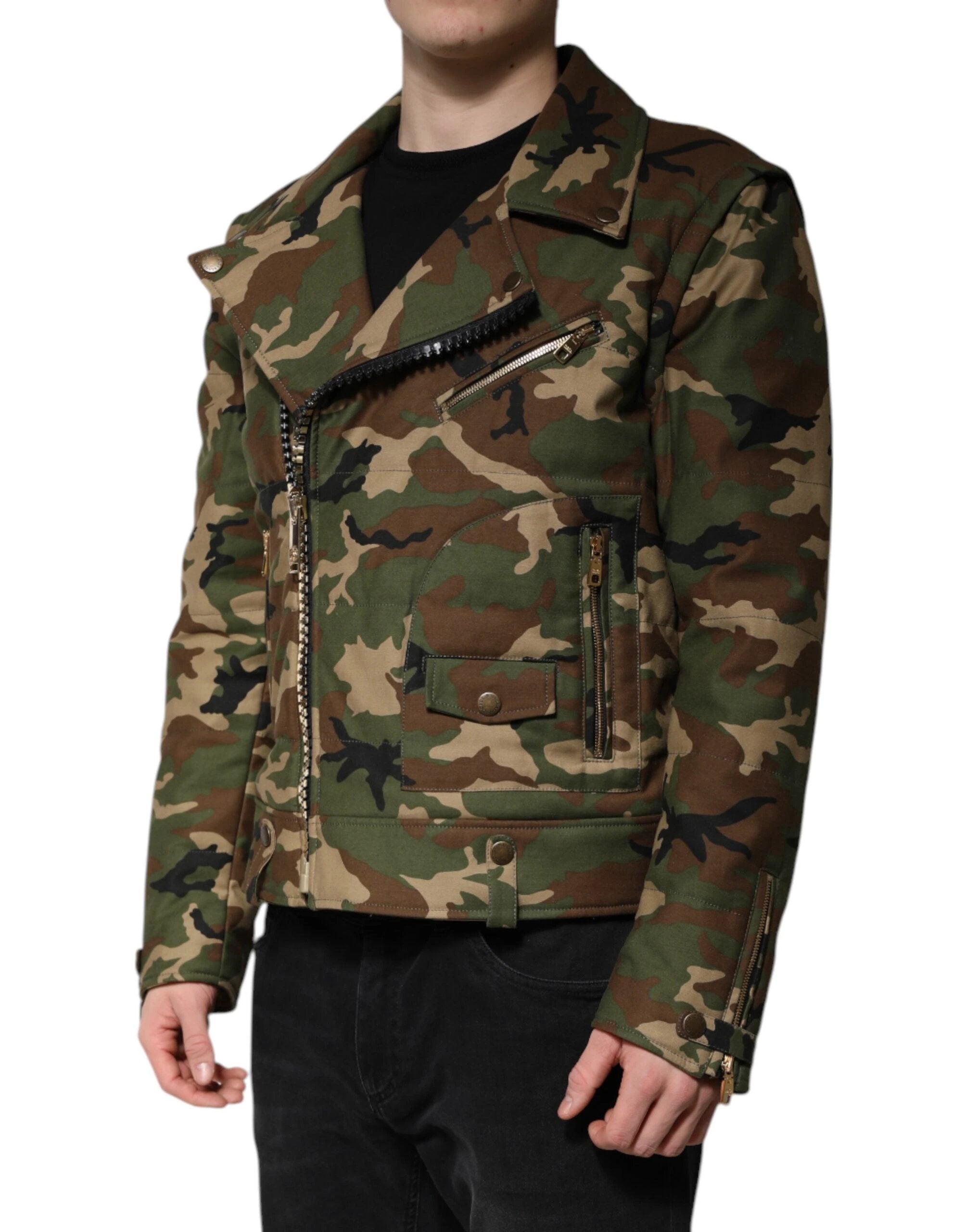 Dolce & Gabbana Multicolor Camouflage Nylon Biker Jacket by Dolce & Gabbana