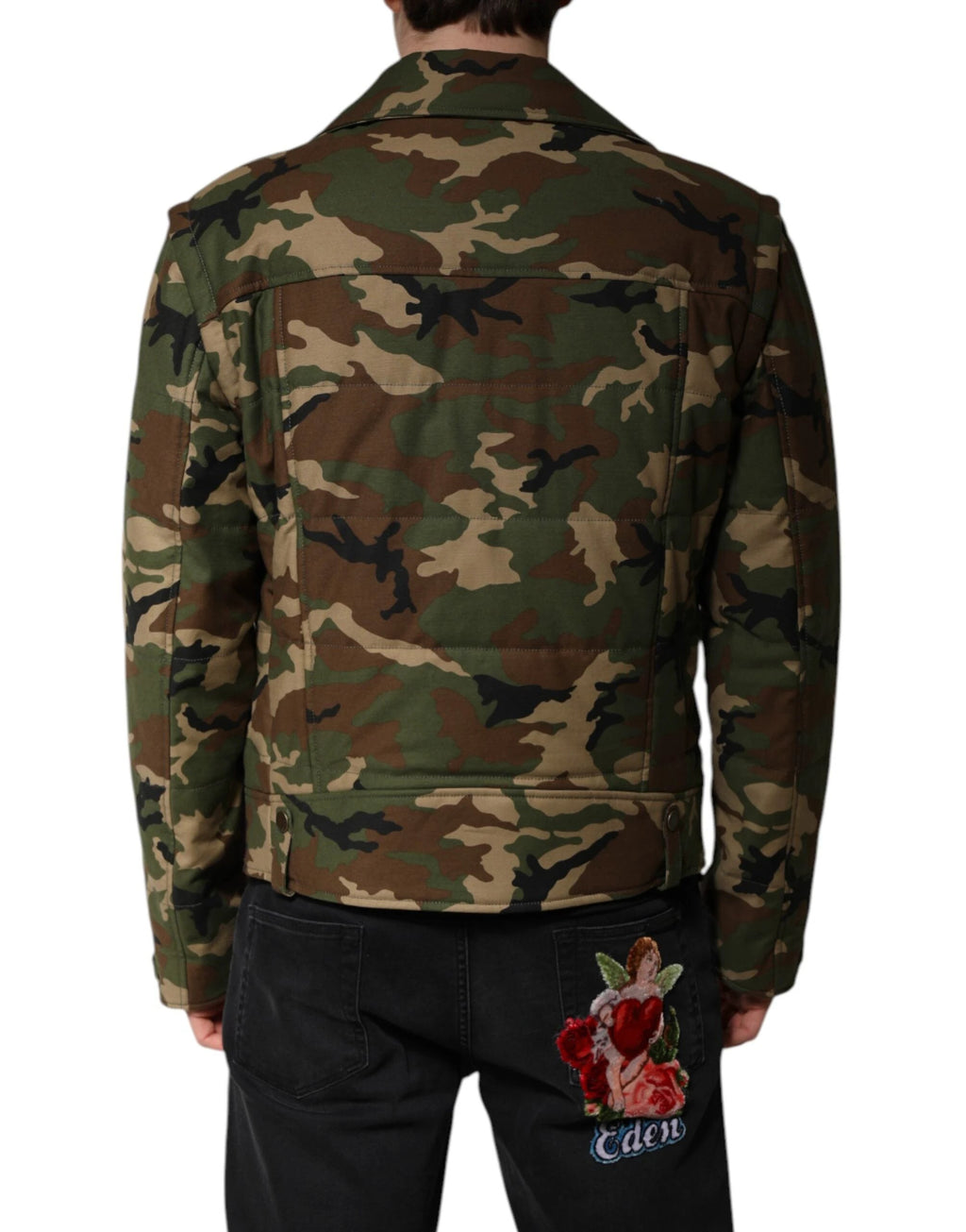 Dolce & Gabbana Multicolor Camouflage Nylon Biker Jacket by Dolce & Gabbana