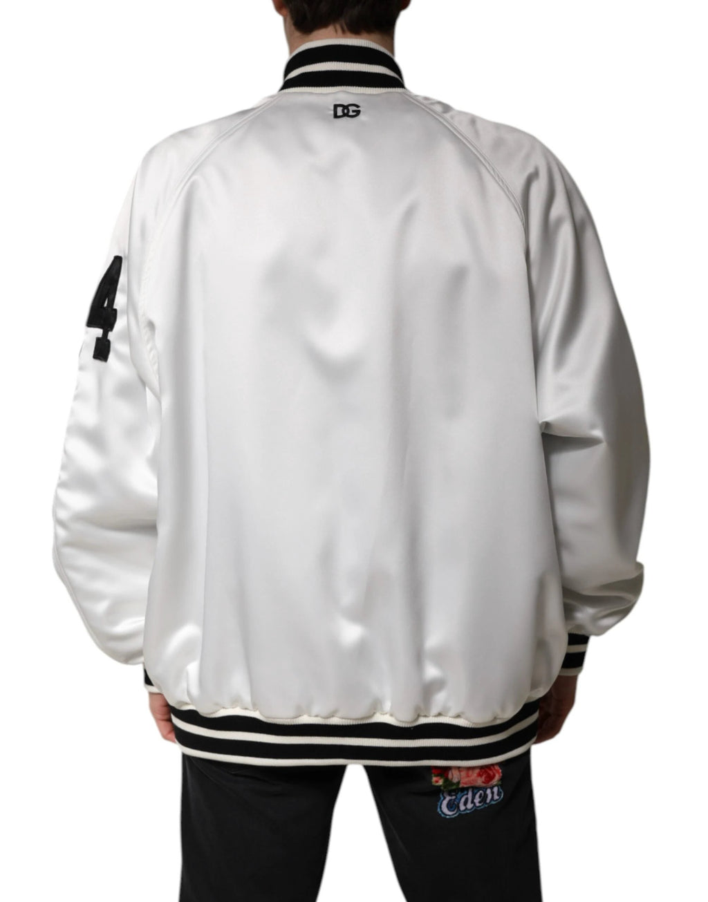 Dolce & Gabbana White DG Logo Polyester Jersey Bomber Jacket by Dolce & Gabbana