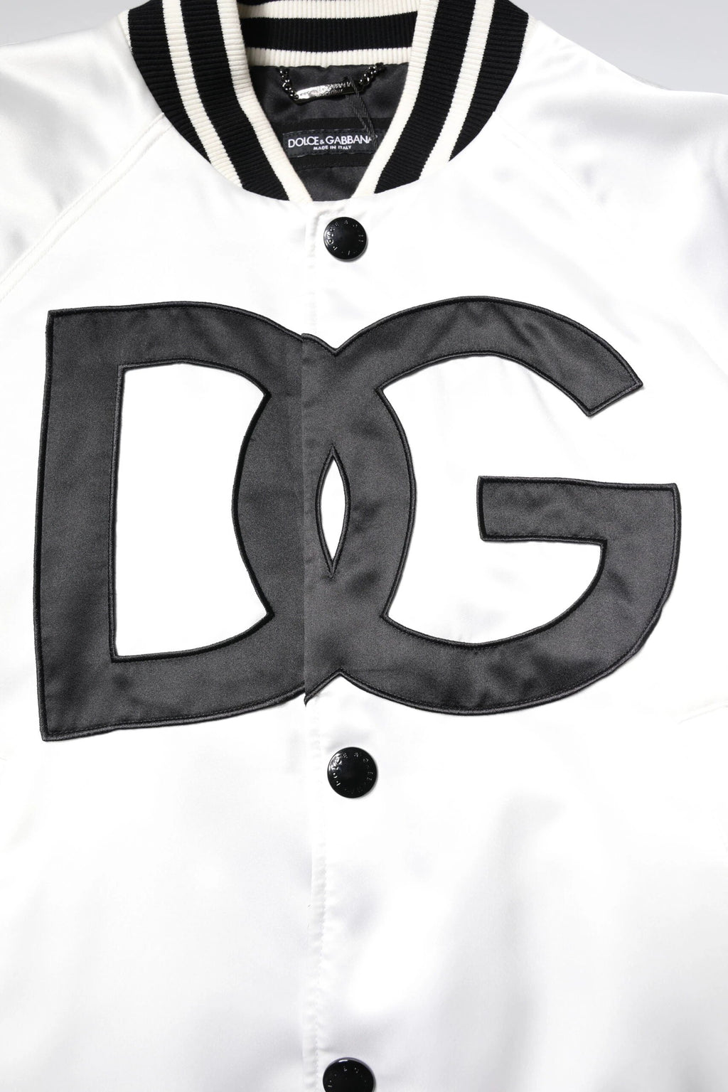 Dolce & Gabbana White DG Logo Polyester Jersey Bomber Jacket by Dolce & Gabbana