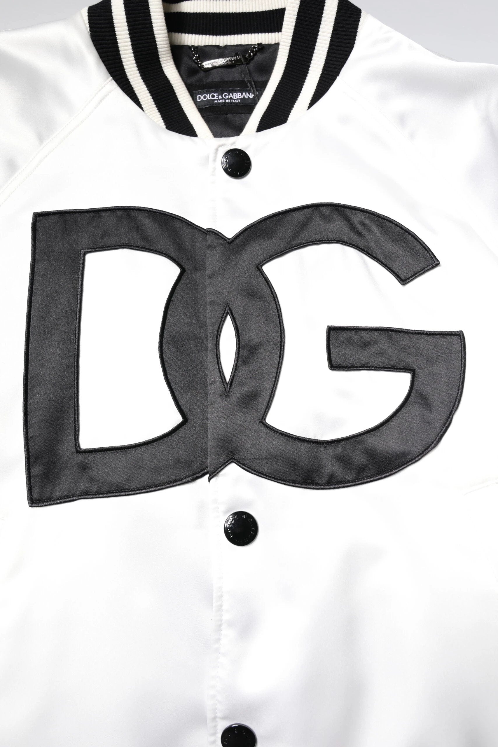 Dolce & Gabbana White DG Logo Polyester Jersey Bomber Jacket by Dolce & Gabbana