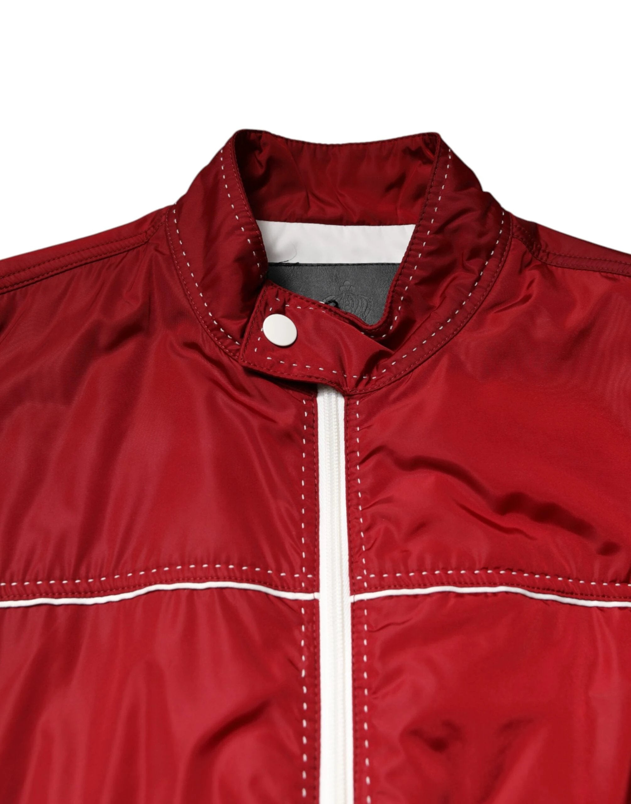 Dolce & Gabbana Red White Nylon Full Zip Men Bomber Jacket by Dolce & Gabbana