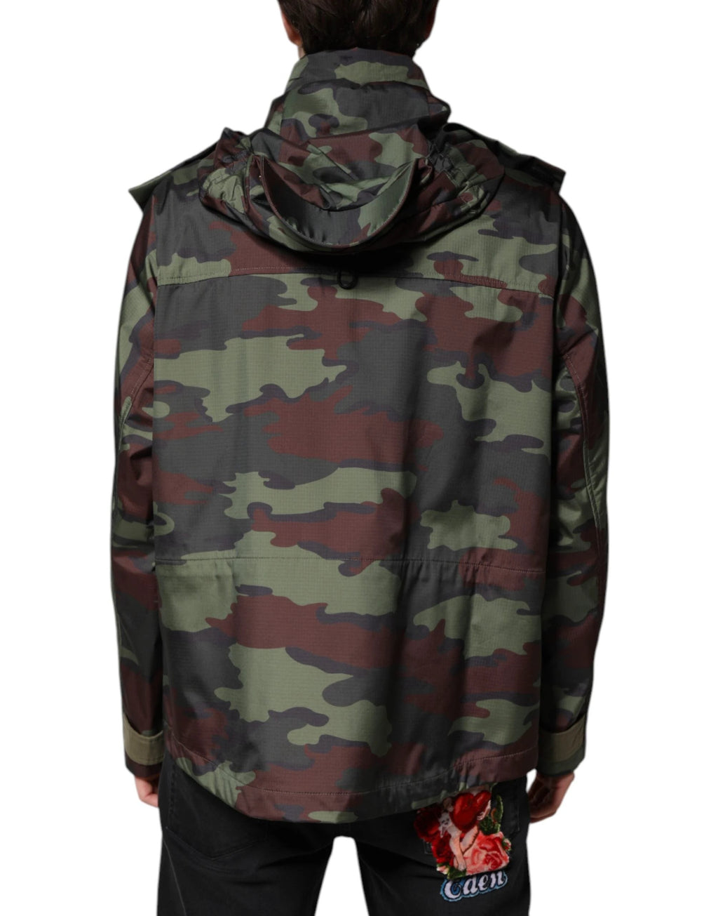 Dolce & Gabbana Multicolor Camouflage Button Hooded Jacket by Dolce & Gabbana