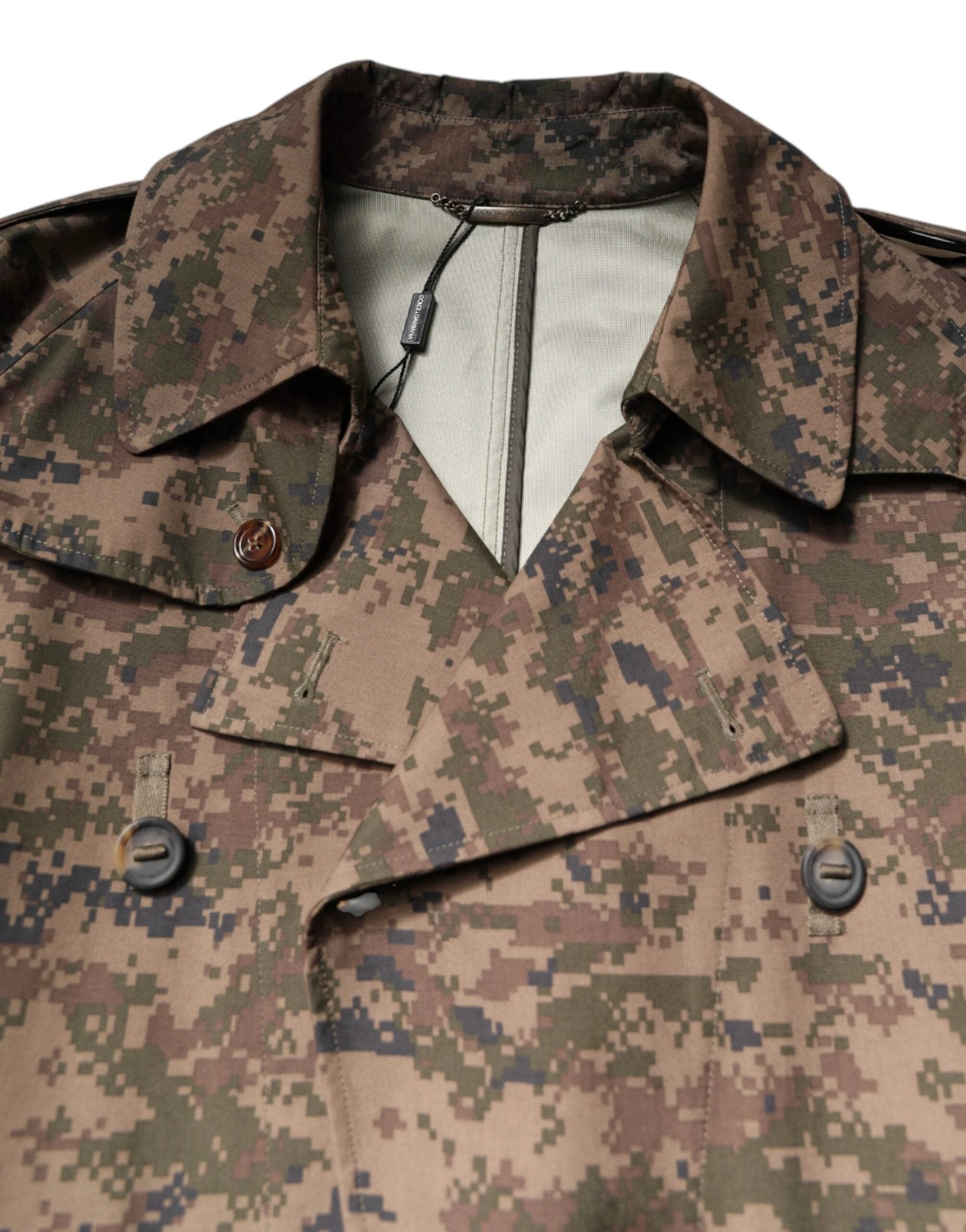 Dolce & Gabbana Multicolor Camouflage Double Breasted Coat Jacket by Dolce & Gabbana