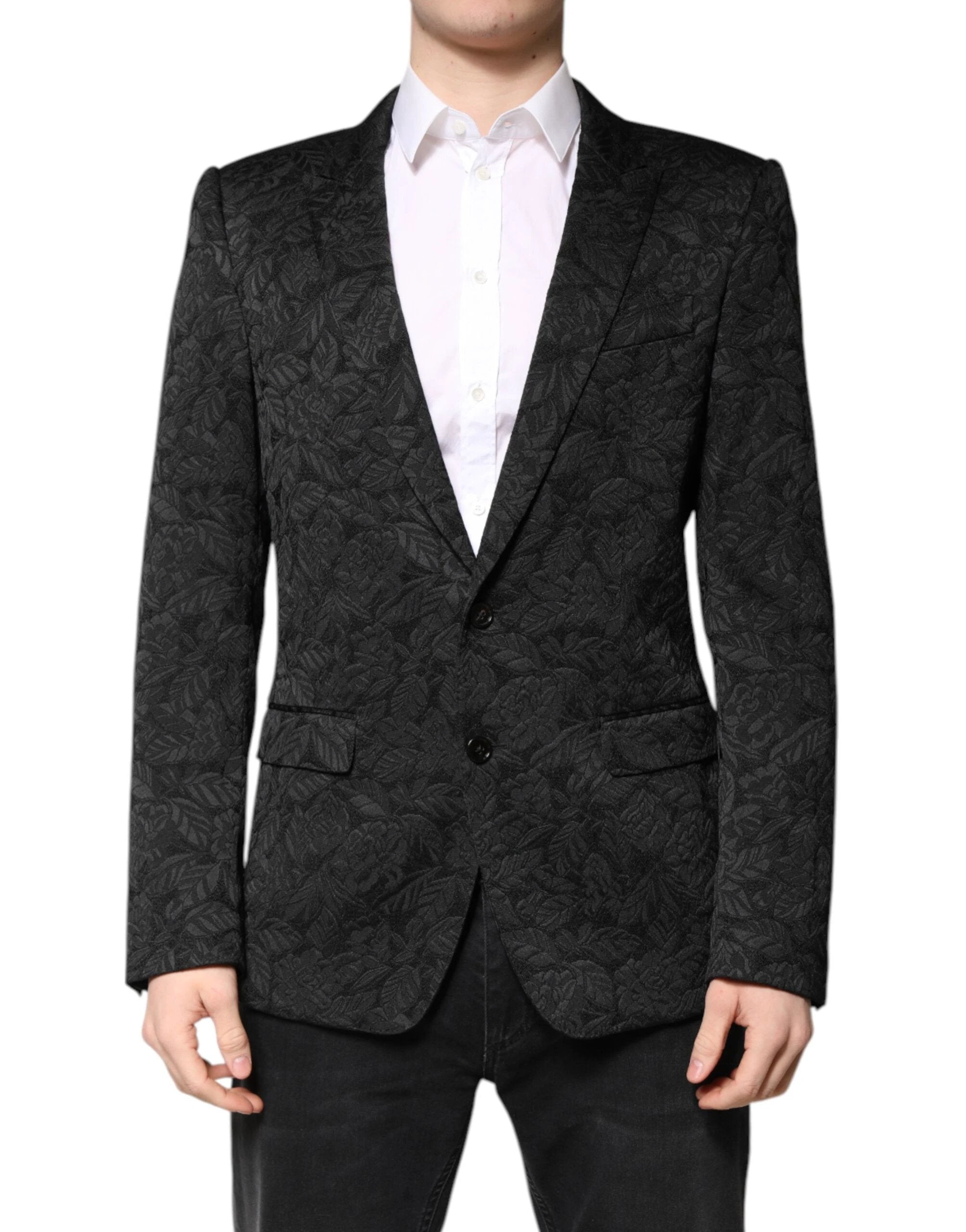 Dolce & Gabbana Black MARTINI Brocade Single Breasted Blazer by Dolce & Gabbana