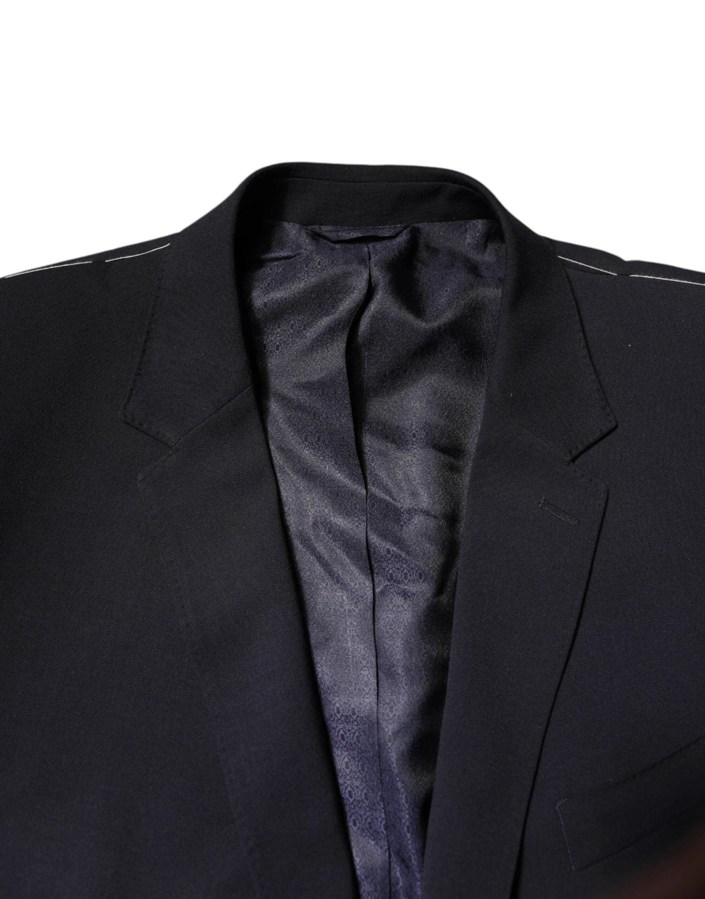 Dolce & Gabbana Dark Blue Wool Single Breasted Coat Blazer by Dolce & Gabbana
