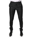 Dolce & Gabbana Black Floral Jacquard Mid Waist Dress Pants by Dolce & Gabbana