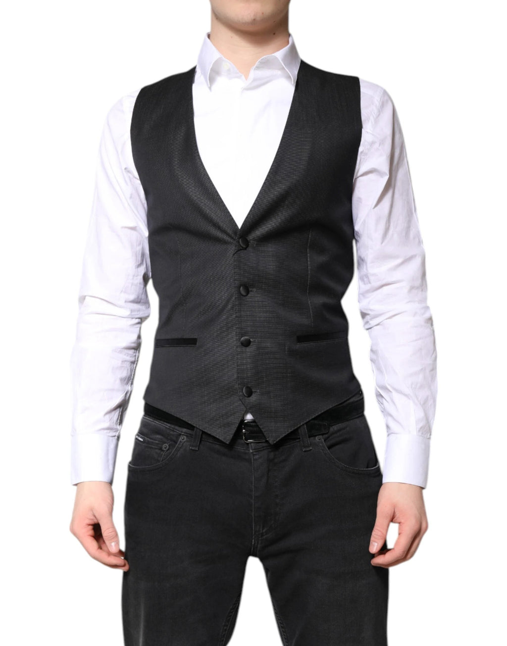 Dolce & Gabbana Black Wool Waistcoat Dress Formal Vest by Dolce & Gabbana