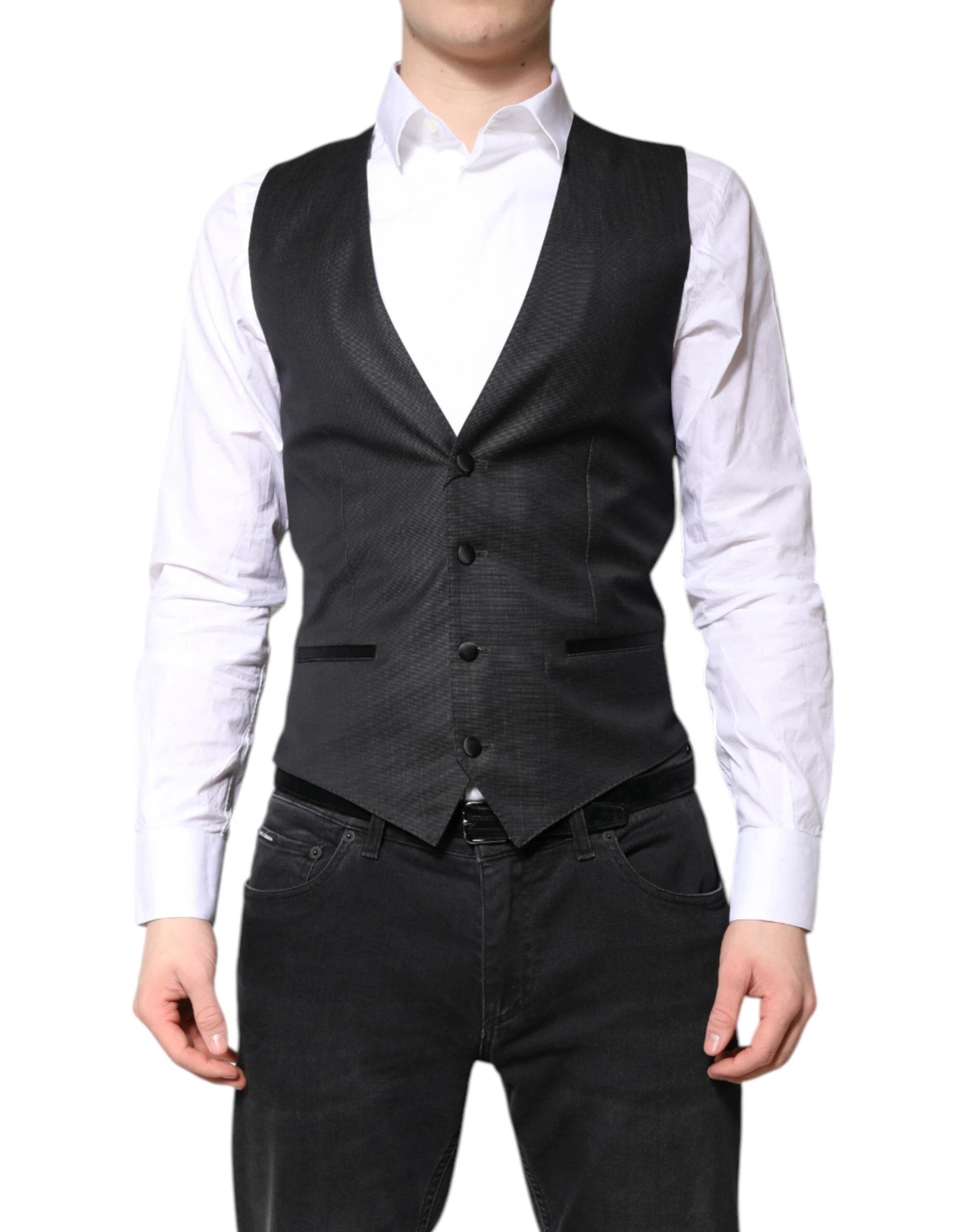 Dolce & Gabbana Black Wool Waistcoat Dress Formal Vest by Dolce & Gabbana