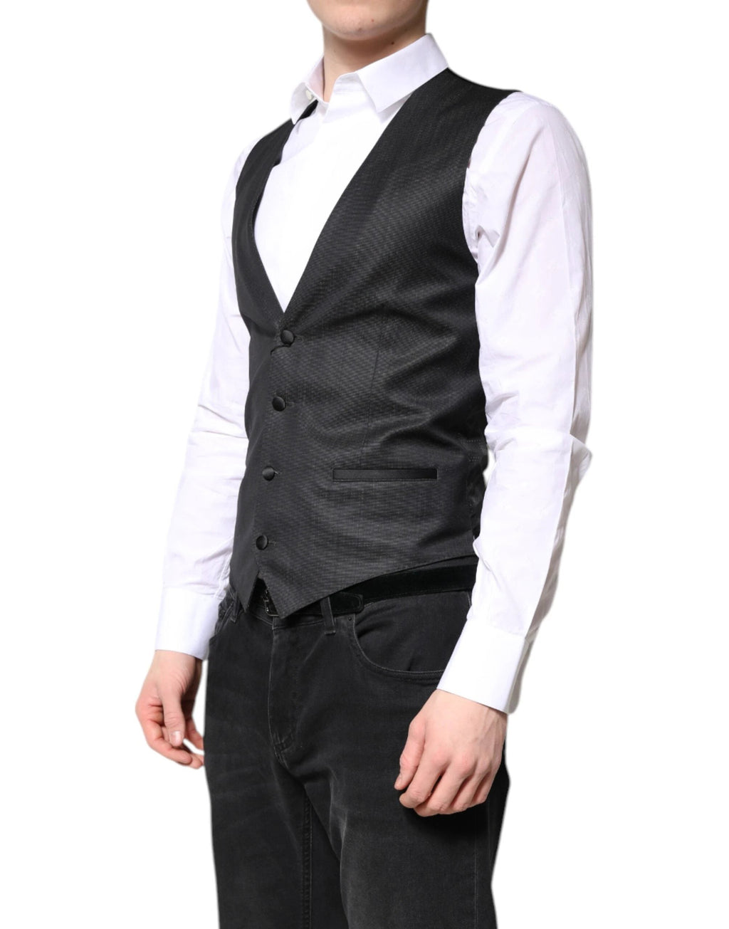 Dolce & Gabbana Black Wool Waistcoat Dress Formal Vest by Dolce & Gabbana