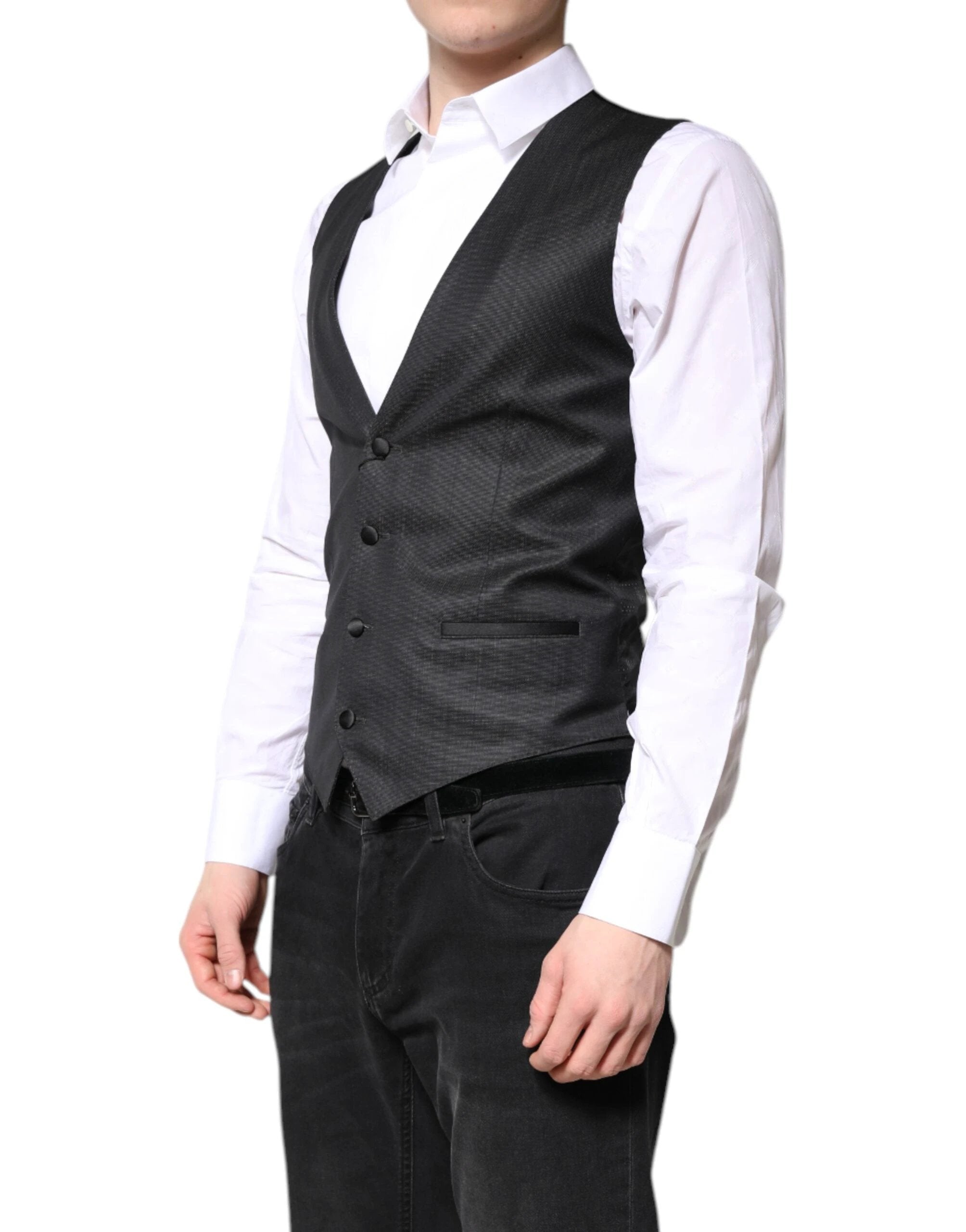 Dolce & Gabbana Black Wool Waistcoat Dress Formal Vest by Dolce & Gabbana