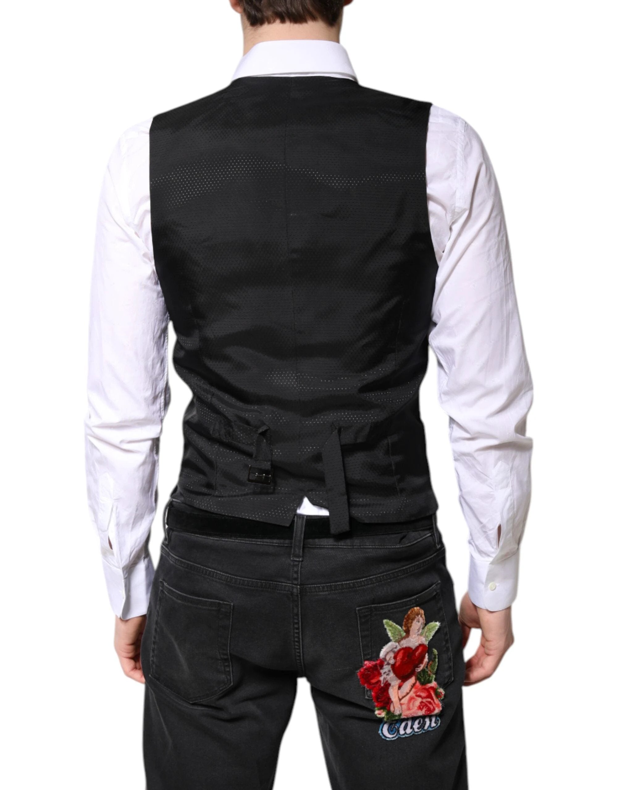 Dolce & Gabbana Black Wool Waistcoat Dress Formal Vest by Dolce & Gabbana