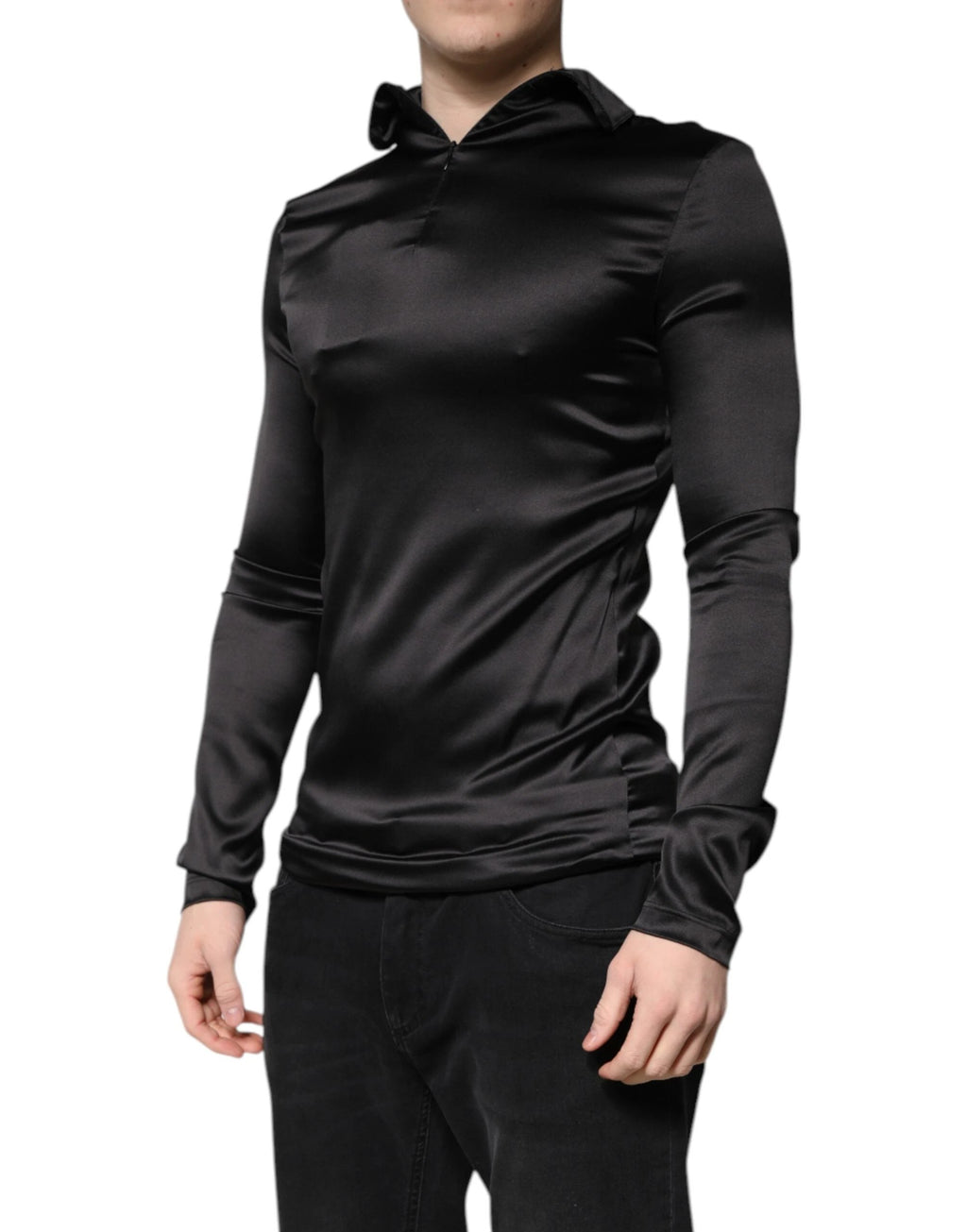 Dolce & Gabbana Black Silk Turtleneck Men Pullover Sweater by Dolce & Gabbana