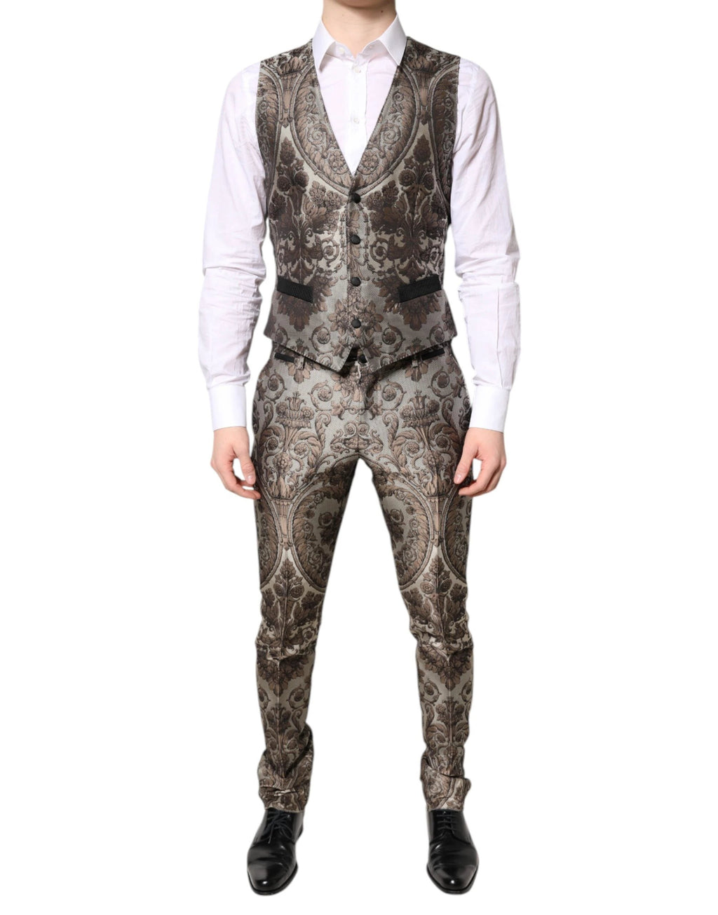 Dolce & Gabbana Multicolor Jacquard Single Breasted 3 Piece Suit by Dolce & Gabbana