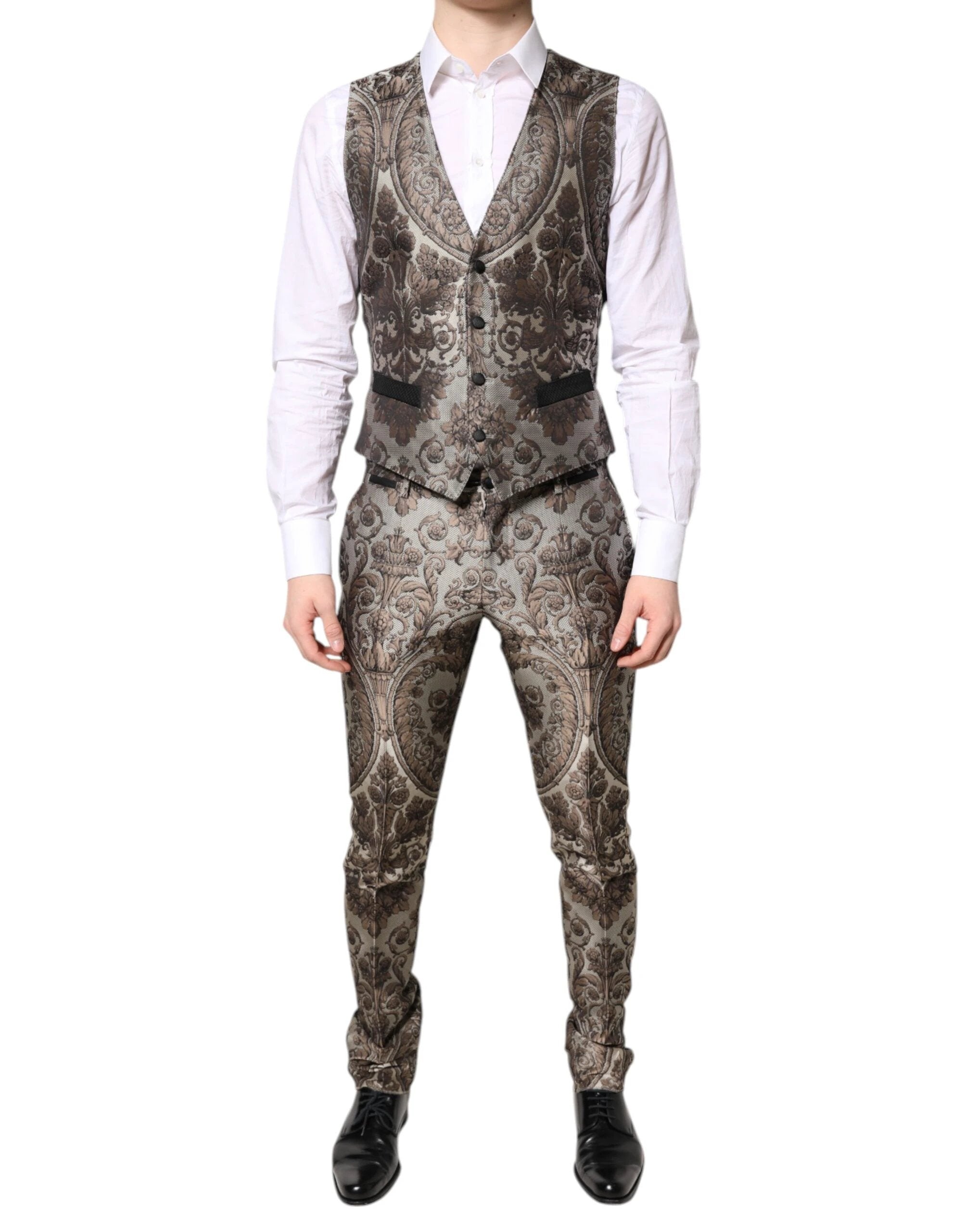 Dolce & Gabbana Multicolor Jacquard Single Breasted 3 Piece Suit by Dolce & Gabbana