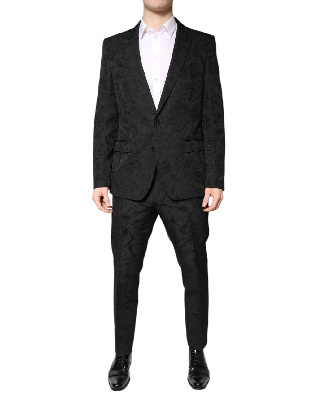 Dolce & Gabbana Black Polyester Floral Jacquard 2 Piece Suit by Dolce & Gabbana