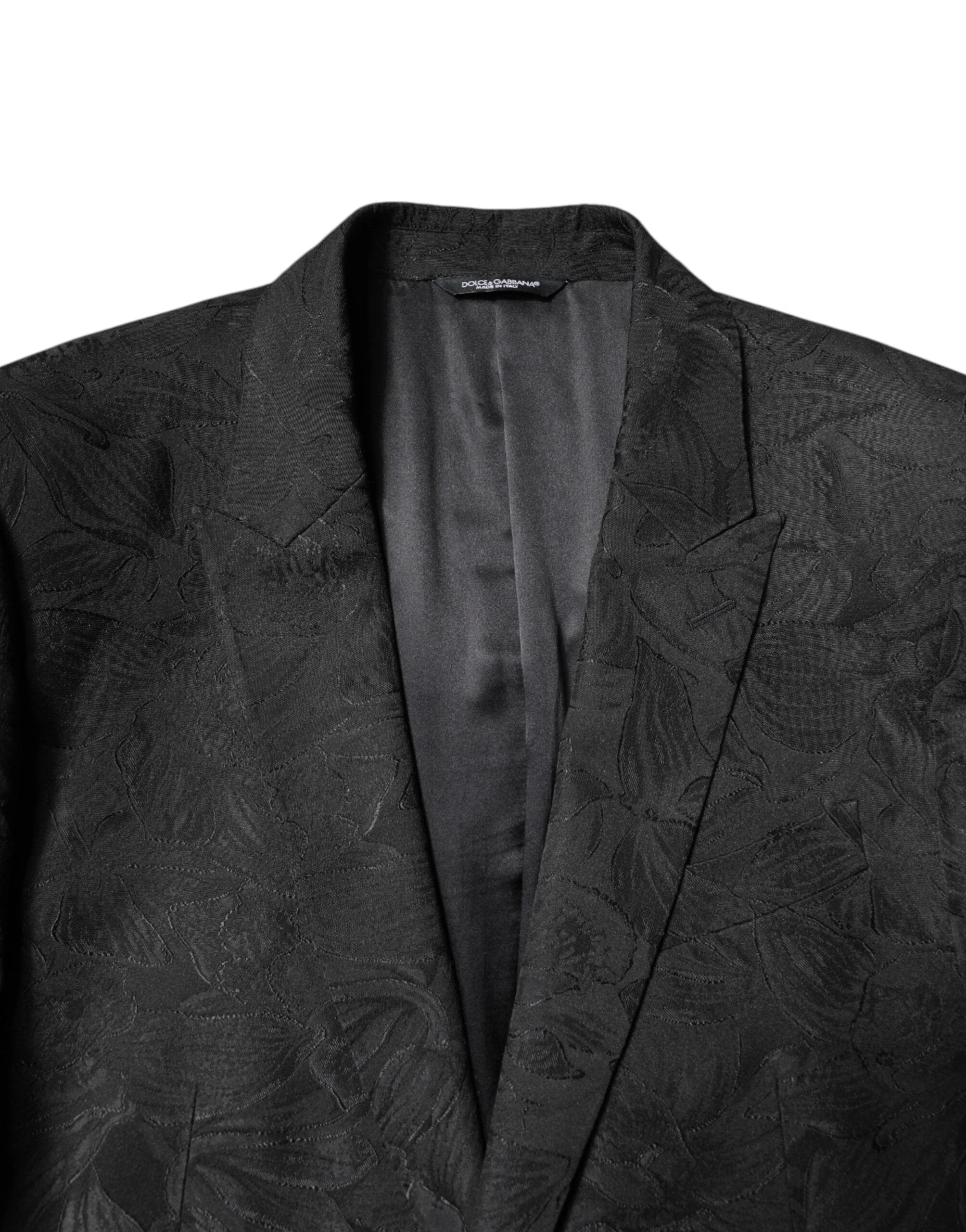 Dolce & Gabbana Black Polyester Floral Jacquard 2 Piece Suit by Dolce & Gabbana