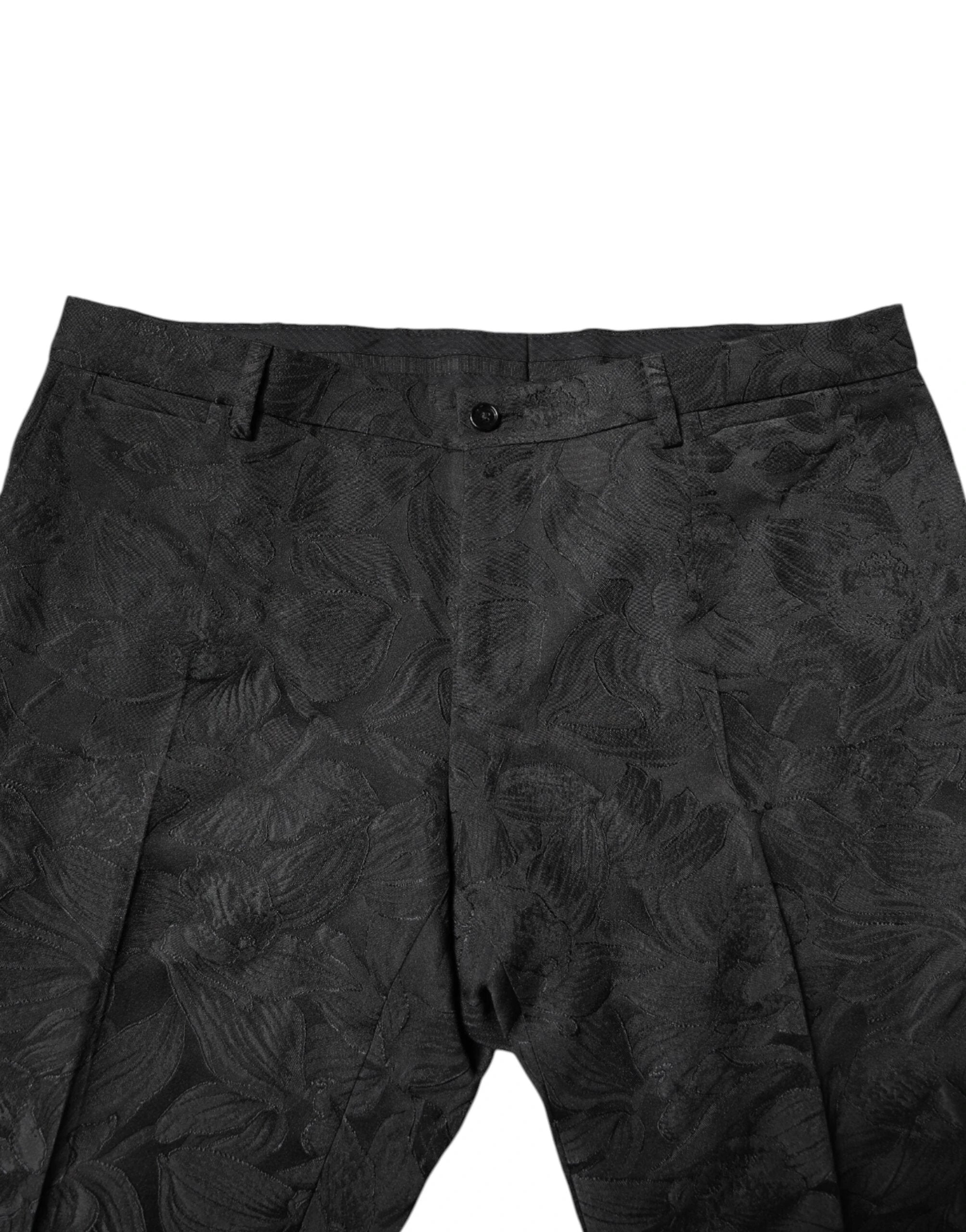 Dolce & Gabbana Black Polyester Floral Jacquard 2 Piece Suit by Dolce & Gabbana