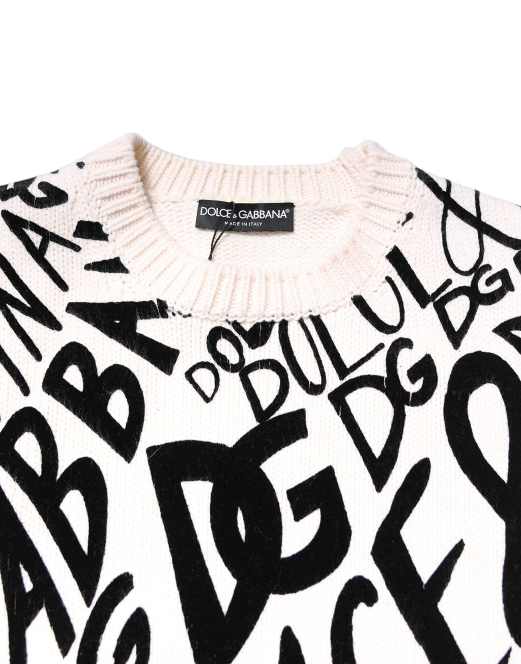 Dolce & Gabbana White Black Logo Print Women Pullover Sweater by Dolce & Gabbana