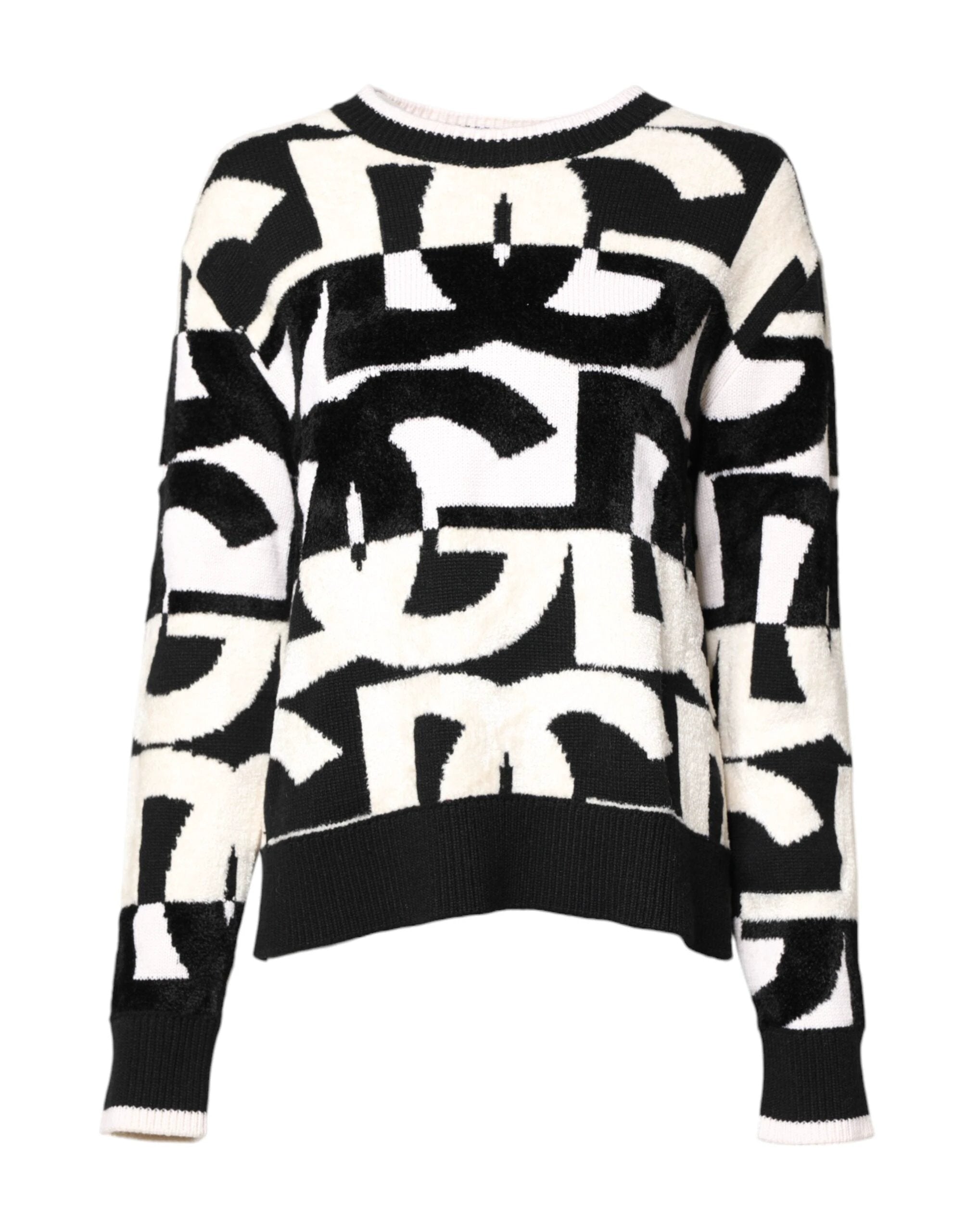 Dolce & Gabbana White Black Logo Print Women Pullover Sweater by Dolce & Gabbana