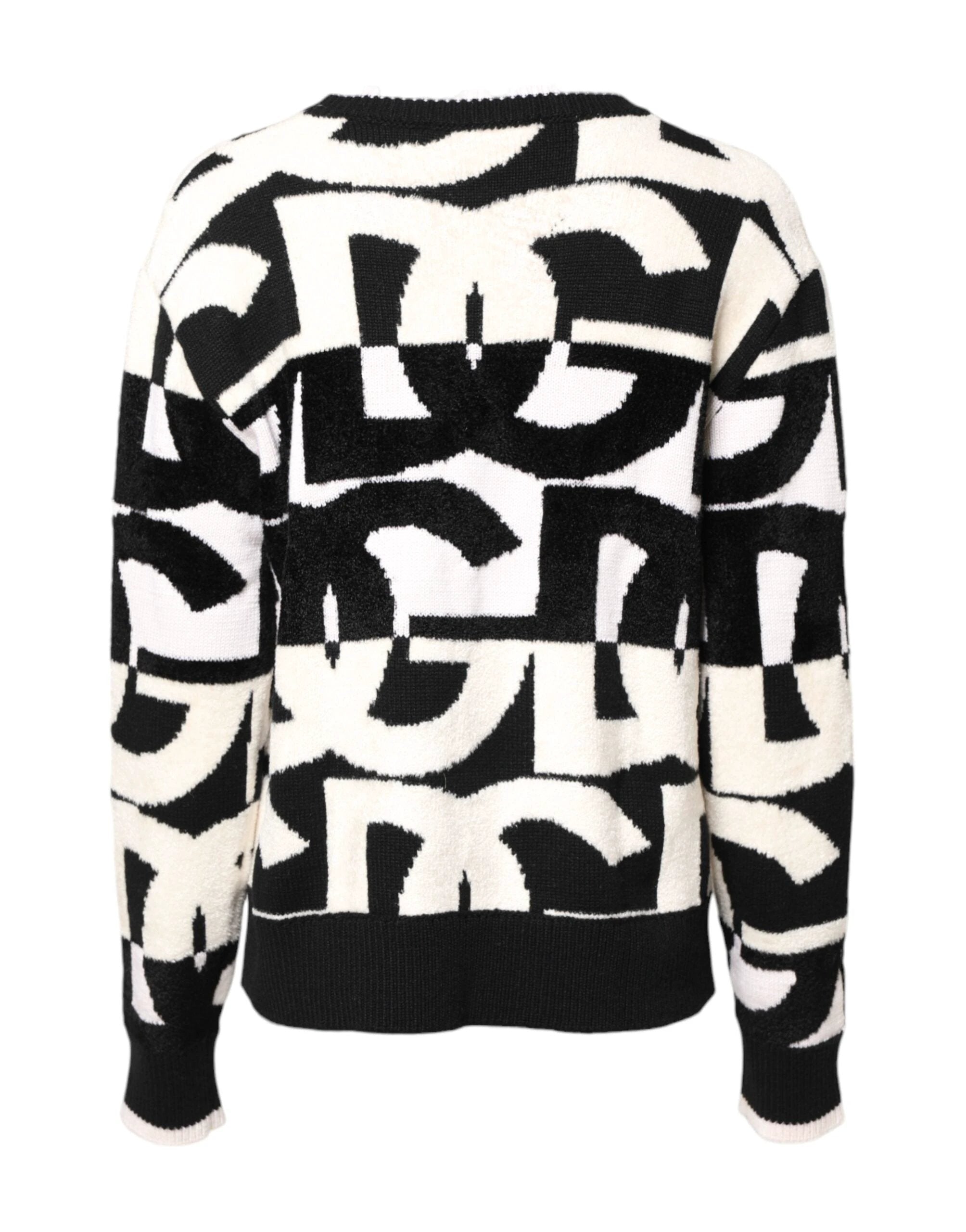 Dolce & Gabbana White Black Logo Print Women Pullover Sweater by Dolce & Gabbana