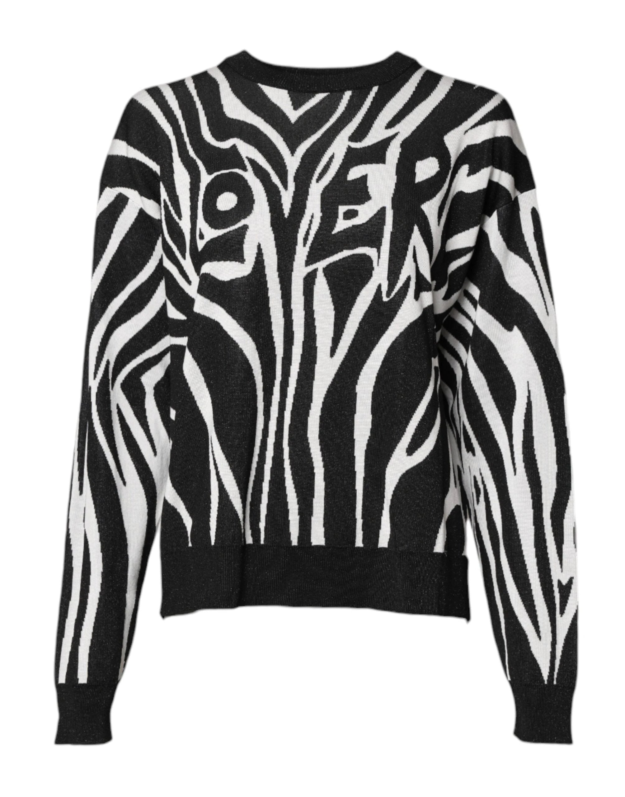 Dolce & Gabbana Black White Print Women Pullover Sweater by Dolce & Gabbana