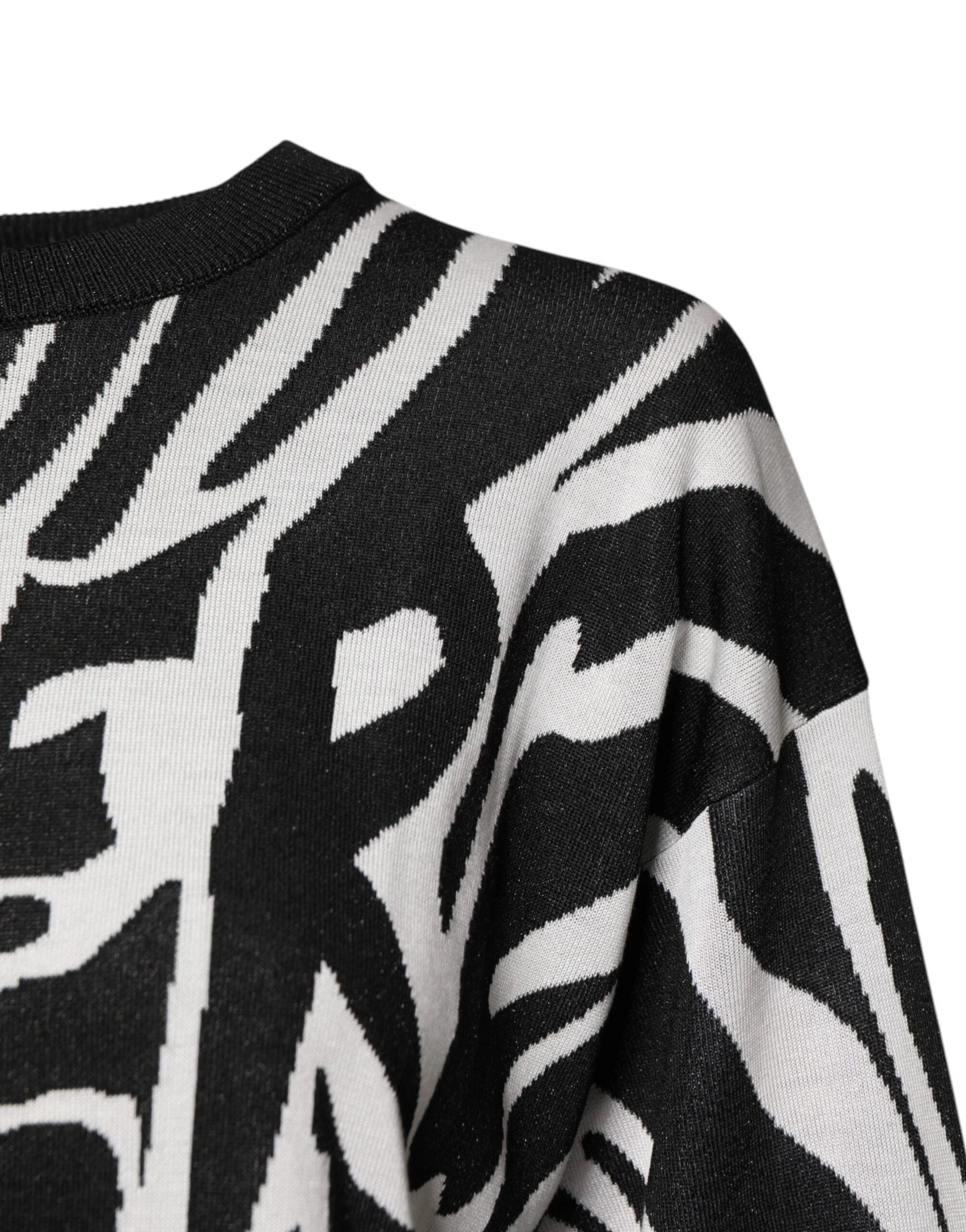 Dolce & Gabbana Black White Print Women Pullover Sweater by Dolce & Gabbana