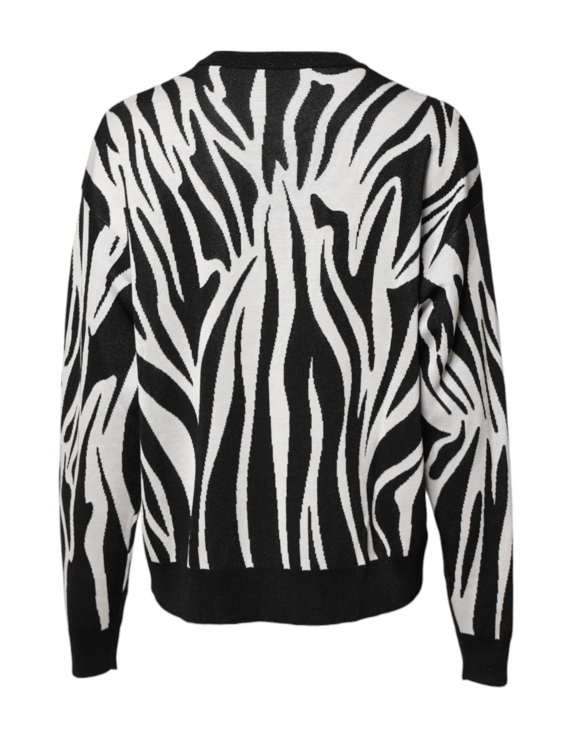 Dolce & Gabbana Black White Print Women Pullover Sweater by Dolce & Gabbana