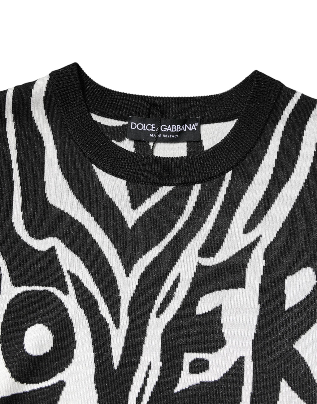 Dolce & Gabbana Black White Print Women Pullover Sweater by Dolce & Gabbana