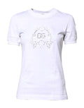 Dolce & Gabbana White Cotton Floral Logo Crew Neck T-shirt by Dolce & Gabbana