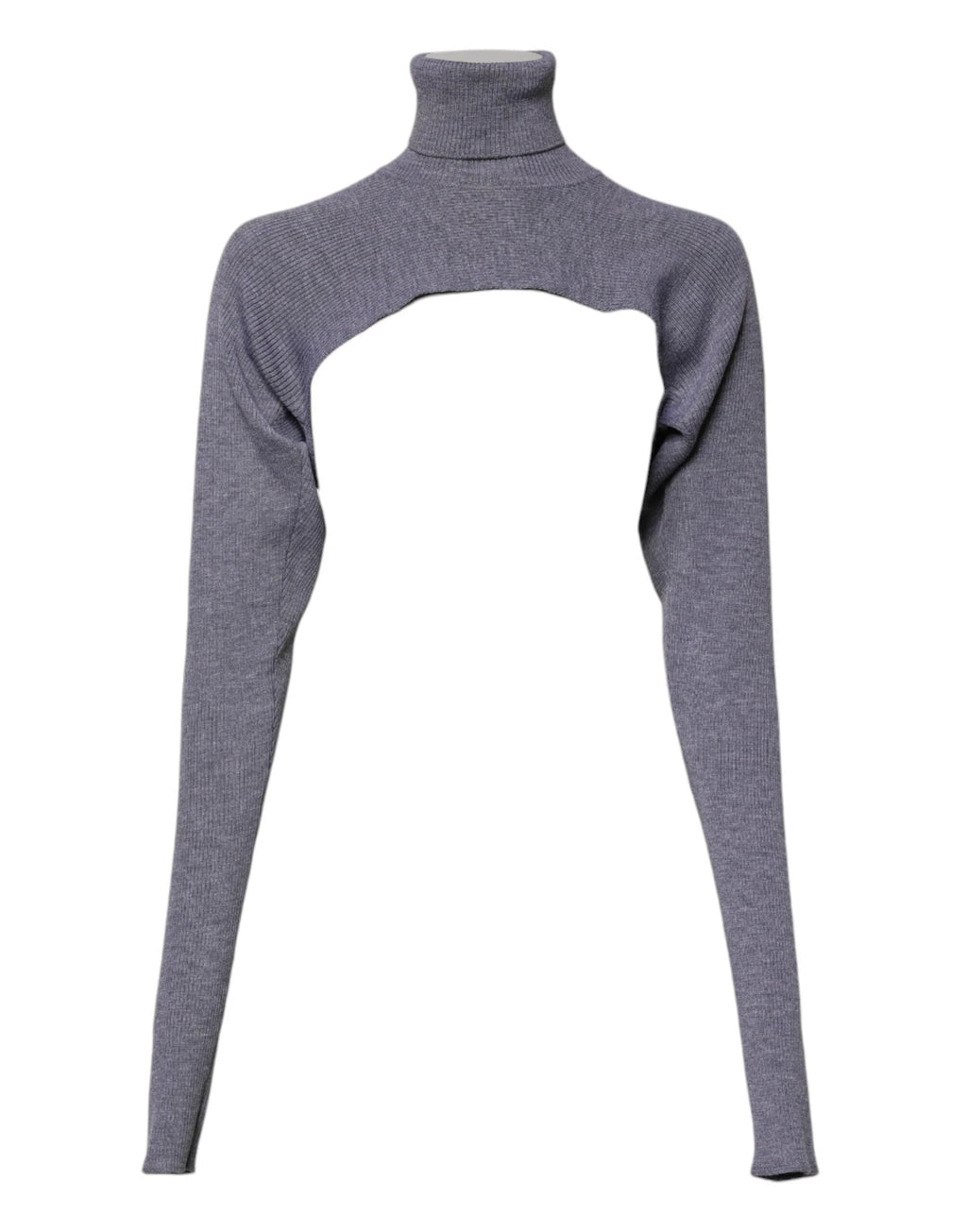 Dolce & Gabbana Gray Wool Knit Turtleneck Cropped Top Sweater by Dolce & Gabbana