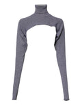 Dolce & Gabbana Gray Wool Knit Turtleneck Cropped Top Sweater by Dolce & Gabbana