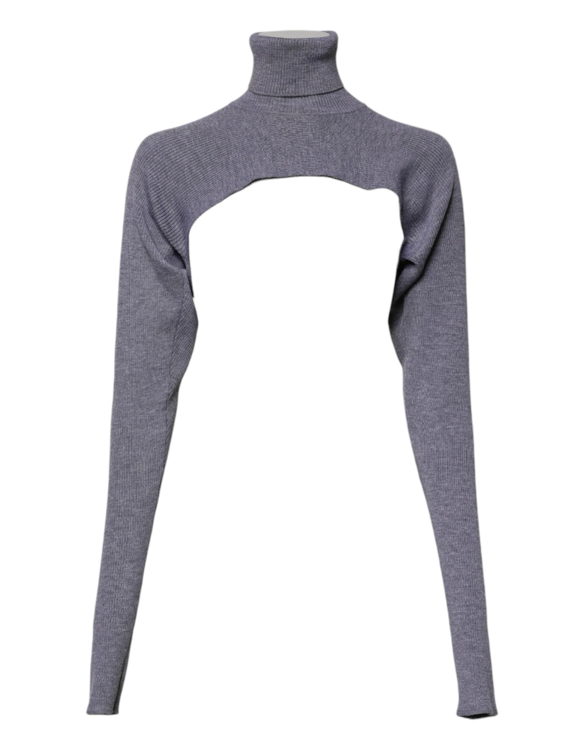 Dolce & Gabbana Gray Wool Knit Turtleneck Cropped Top Sweater by Dolce & Gabbana
