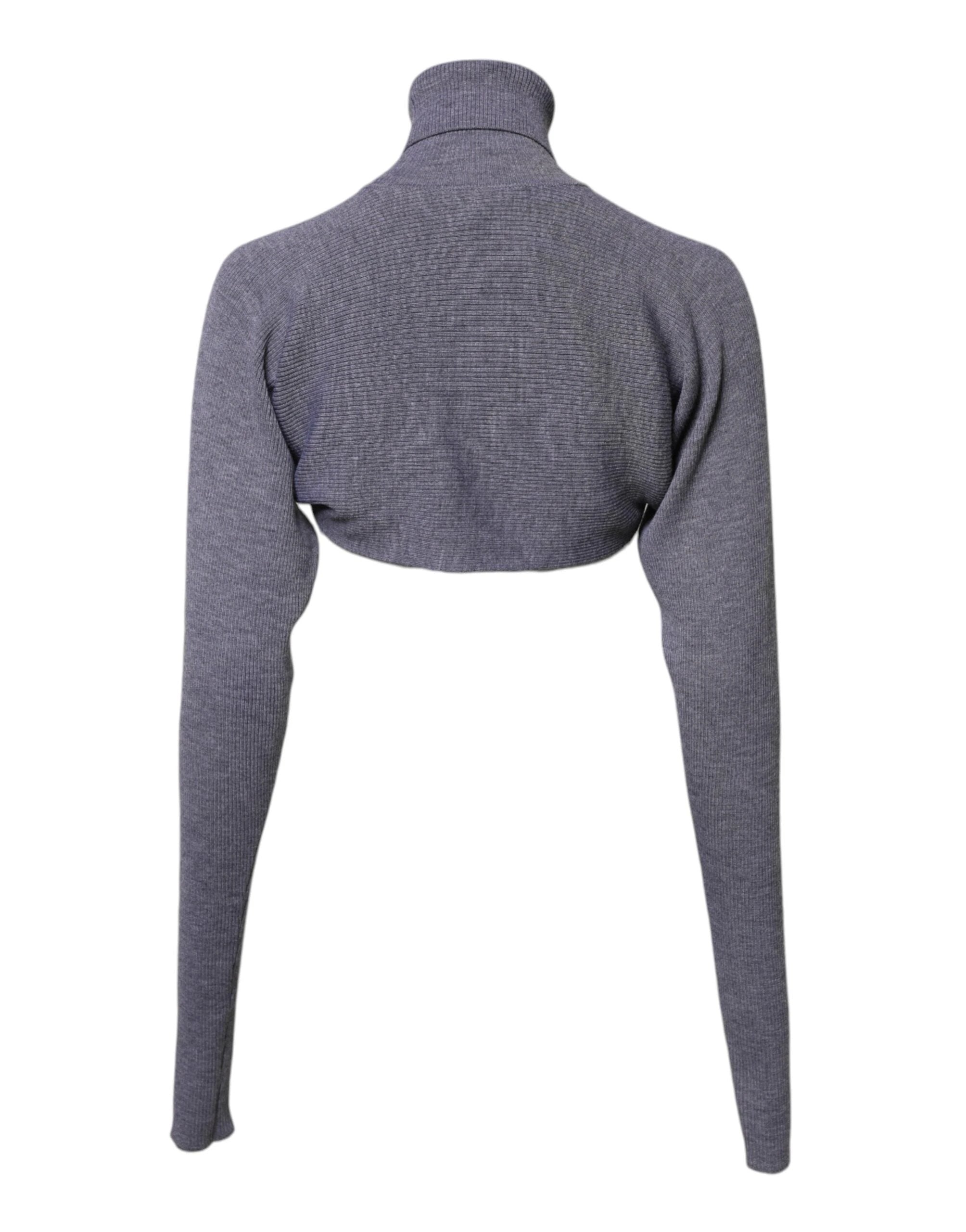 Dolce & Gabbana Gray Wool Knit Turtleneck Cropped Top Sweater by Dolce & Gabbana
