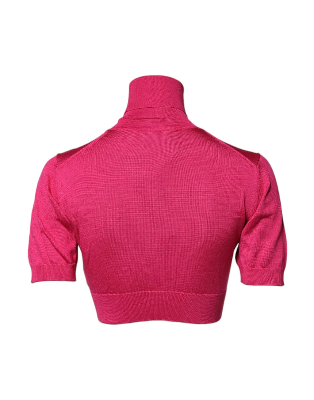 Dolce & Gabbana Pink Silk Knitted Turtleneck Cropped Top by Dolce & Gabbana