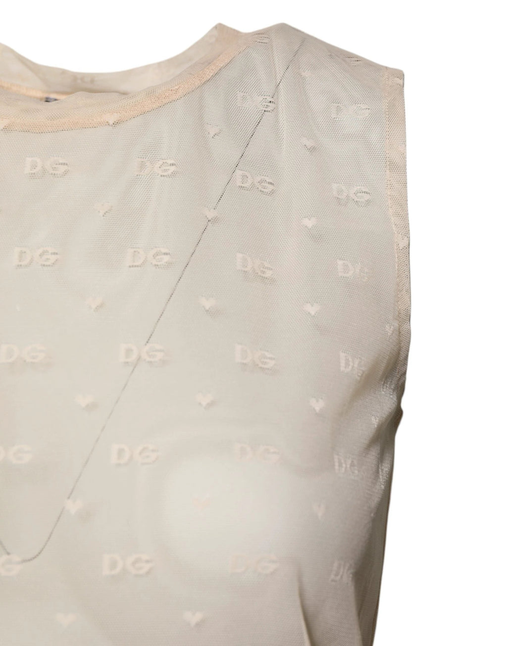 Dolce & Gabbana Ivory Nylon Logo See Through Sleeveless Tank Top by Dolce & Gabbana